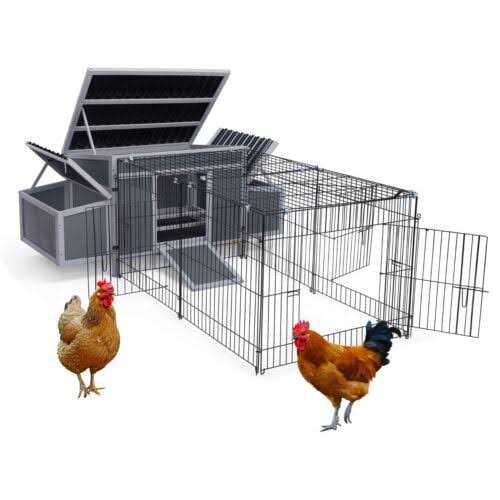 Alternative view of Coziwow Outdoor Wooden Chicken Coop Poultry Cage with Waterproof Roof