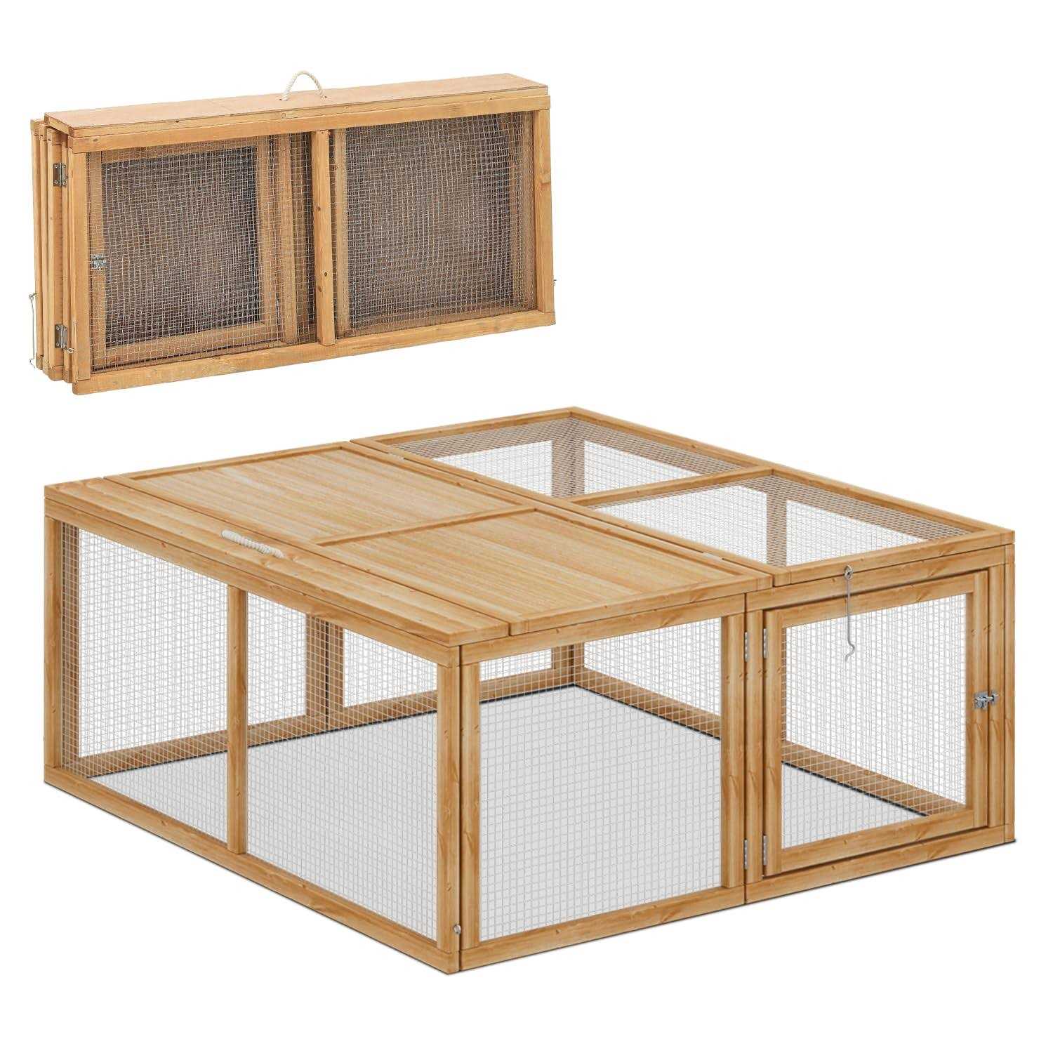 Alternative view of Magshion Wooden Chicken Coop Rabbit Hutch Pet cage Wood Small Animal Poultry cage Run