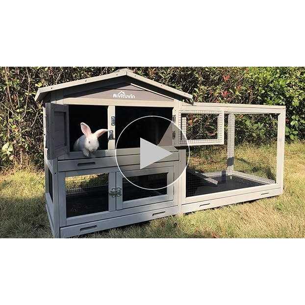 Alternative view of Aivituvin Rabbit Hutch Indoor 62 Cage Outdoor Chicken Coop Guinea Pig Cage on Wheels Bunny Cage with 3 Deep No Leakage Pull Out Tray,Waterproof