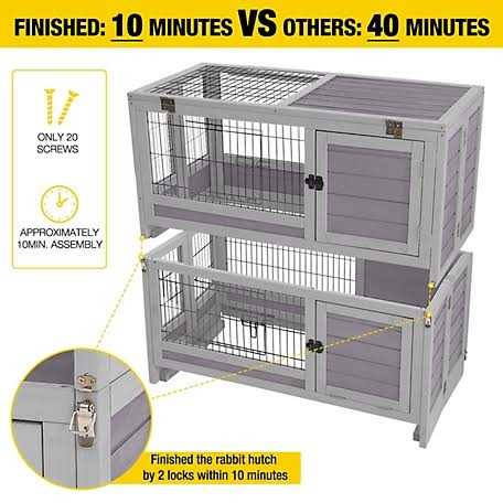 Alternative view of Aivituvin AIR18-F Premium Wooden Rabbit Hutch with Folding Design for Easy Assembly