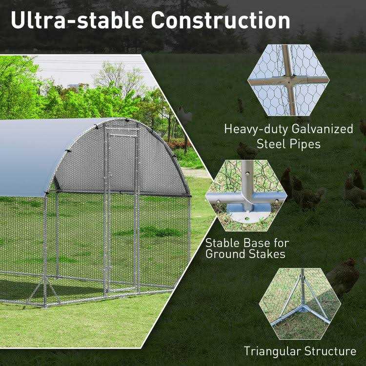 Alternative view of 6.2/12.5/19 Feet Lockable Large Metal Chicken Coop Outdoor Dome Cage with Waterproof Cover