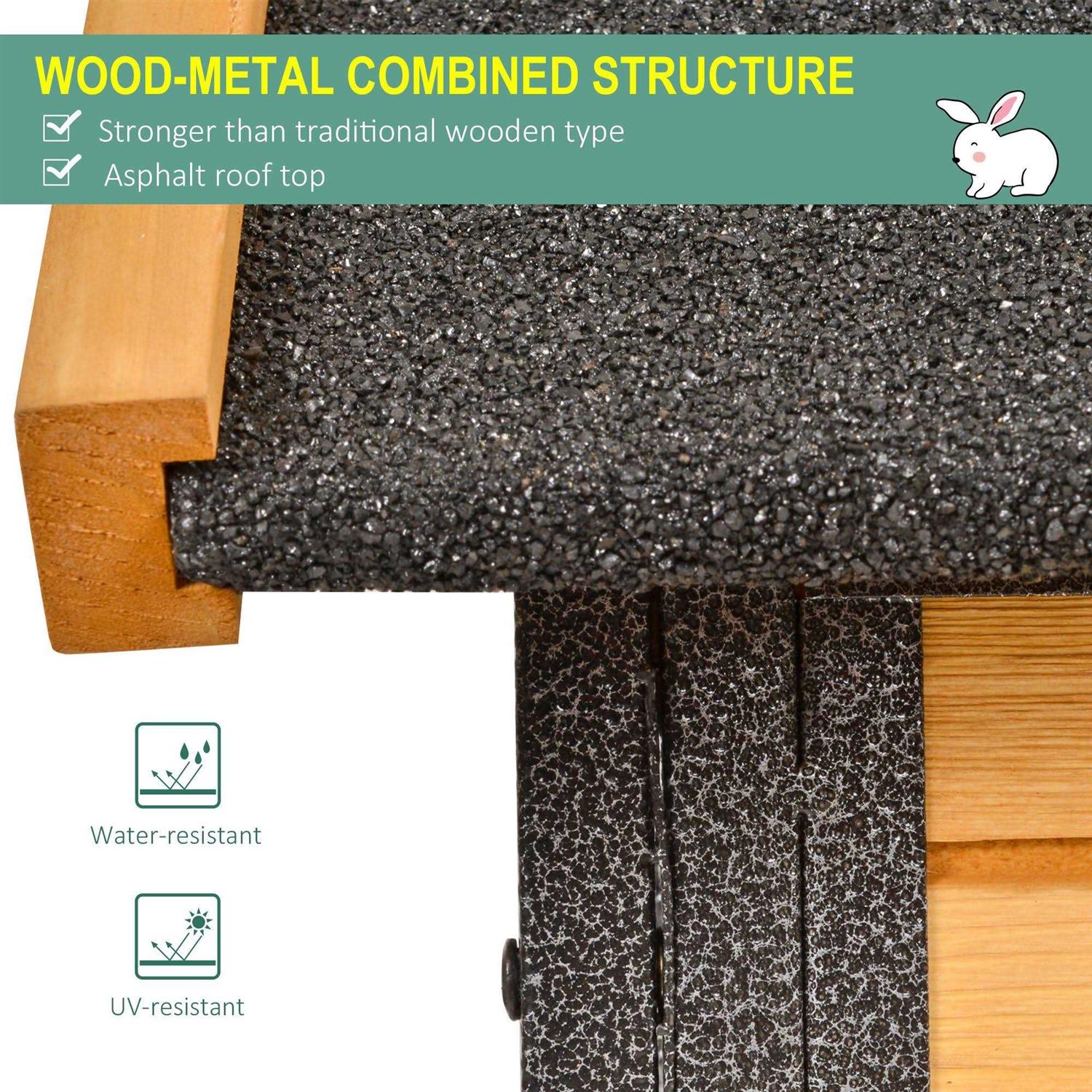 Alternative view of PawHut Wood-metal Elevated Pet Bunny House Rabbit Cage with Slide-Out Tray Outdoor