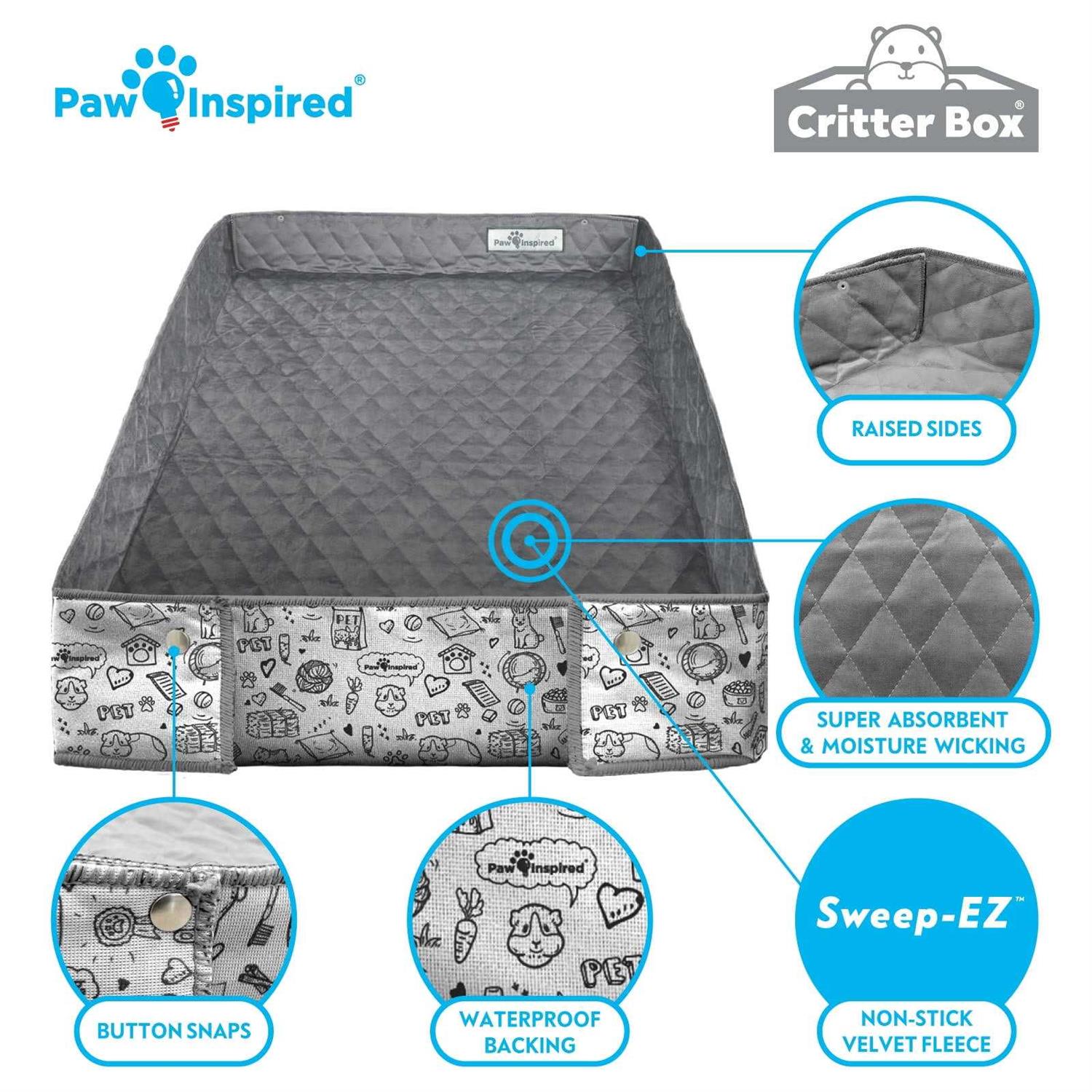 Alternative view of Paw Inspired Critter Box Washable Fleece Guinea Pig Cage Liner & Bedding with Raised Sides