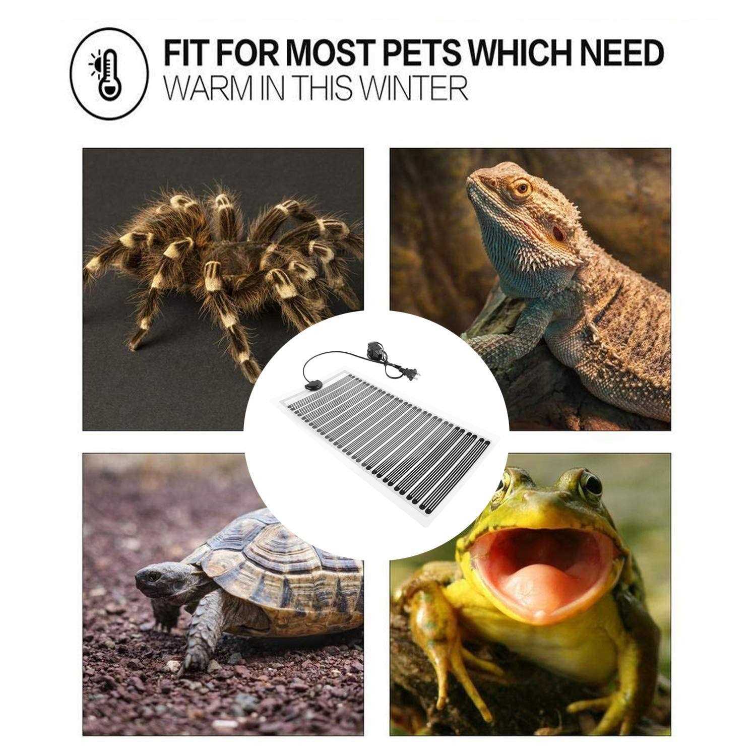 Alternative view of Fashionclubs Reptile Heat Pad Under Tank Heating Mat 110V 25W Reptile Tank Warmer Terrarium Heater Mat with Temperature Controller Leopard Gecko