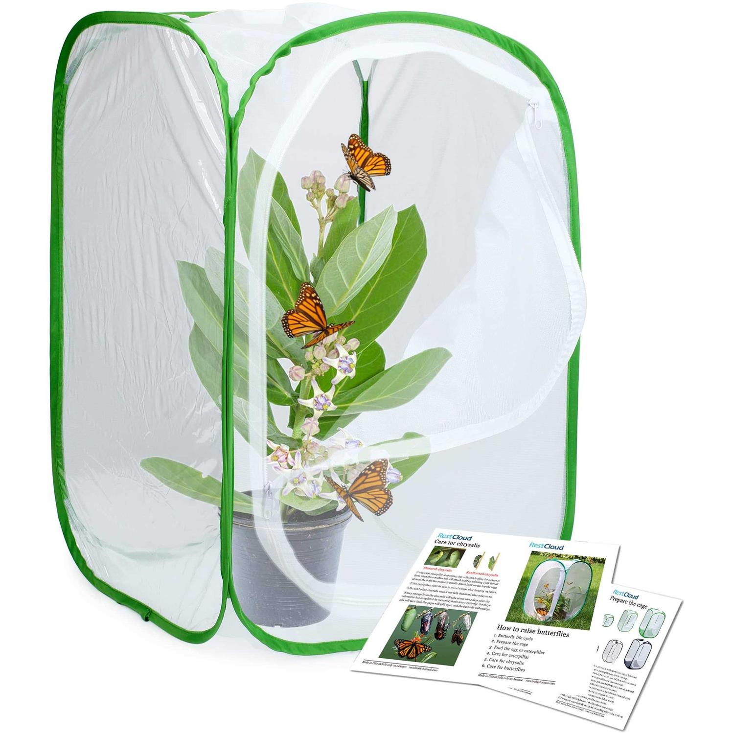 RESTCLOUD Insect and Butterfly Habitat Cage Terrarium Pop-up Tall