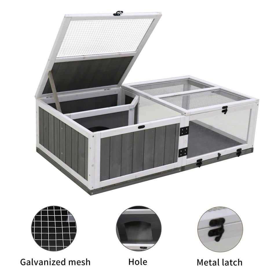 Alternative view of 43 Upgrade waterproof tray activity tray Wooden turtle house indoor small animal turtle cage