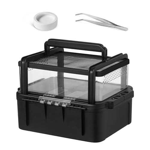 Alternative view of AZV Small Pet Carrier for Travel Amphibians Habitat Terrarium Kits Guinea Pig Carrier Lizard Bird Rabbit Carrier Cage with Tweezer Bowl for Spider