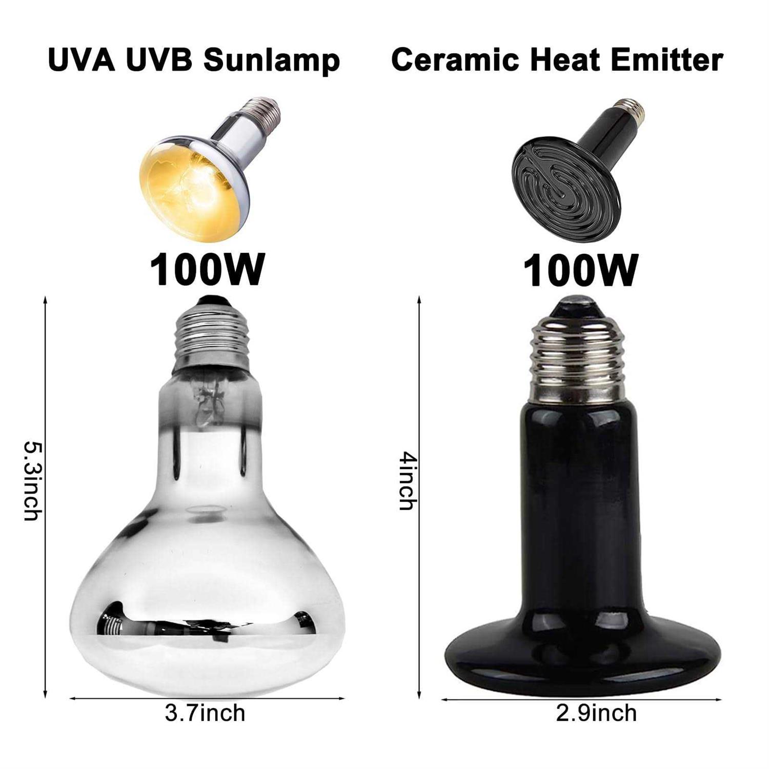 Alternative view of DXOPHIEX 15inch Dual Reptile Light Fixture Max 150W Dual Reptile Heat Lamp Fixture with Separate Switches