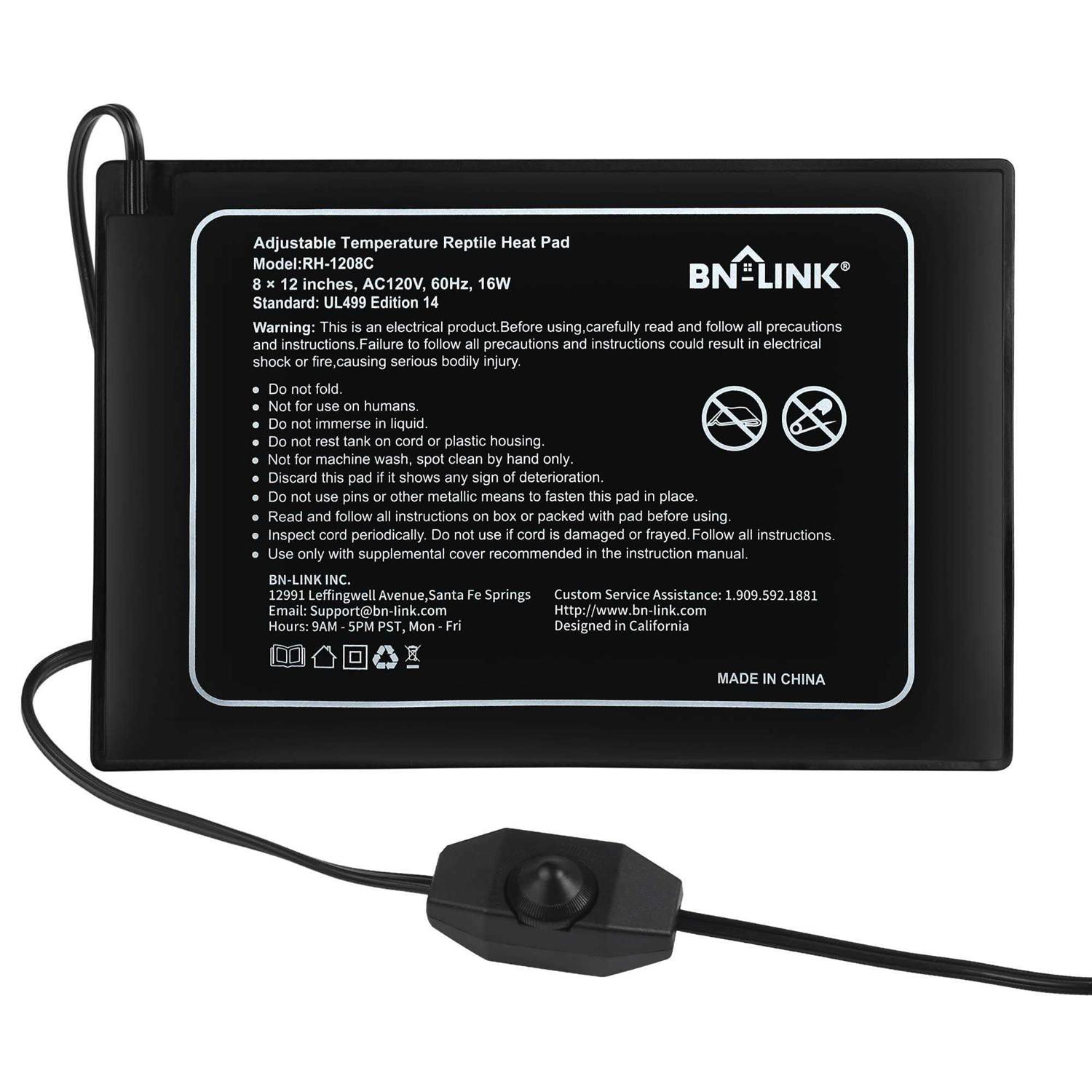 BN-LINK Reptile Heating Pad 8 X 12 with Adjust Knob
