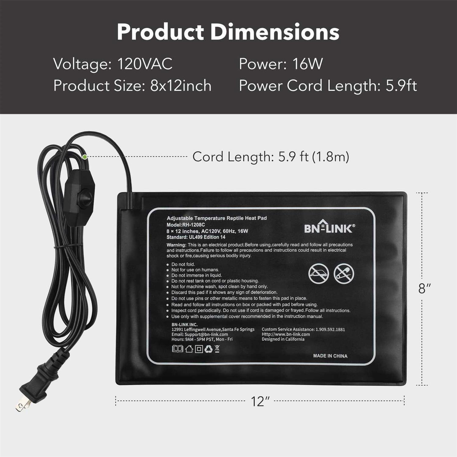 Alternative view of BN-LINK Reptile Heating Pad 8 X 12 with Adjust Knob