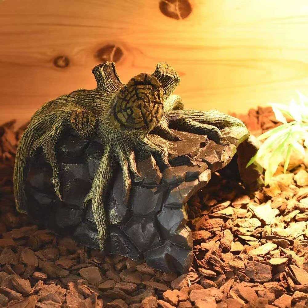 Alternative view of Reptile Hides and Caves Reptile Hideout Rock Hide Cave Aquarium Decor Tree Trunk Turtle Basking Hide Habitat Fish Tank Ornaments for Bearded Dragon