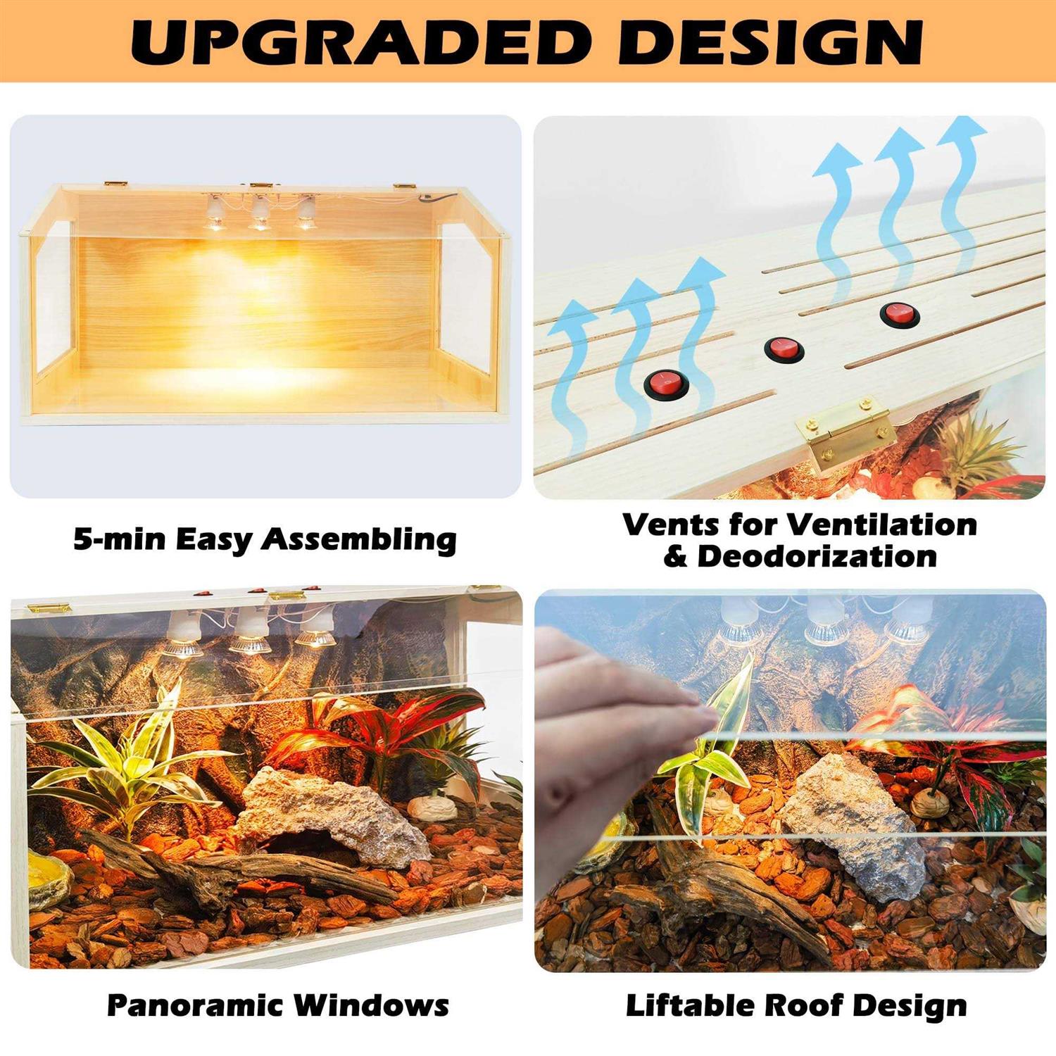Alternative view of Prolee 21 Gallon to 68 Gallon Reptile Terrarium Tank Tank Bearded Dragon Tank with Roof Door