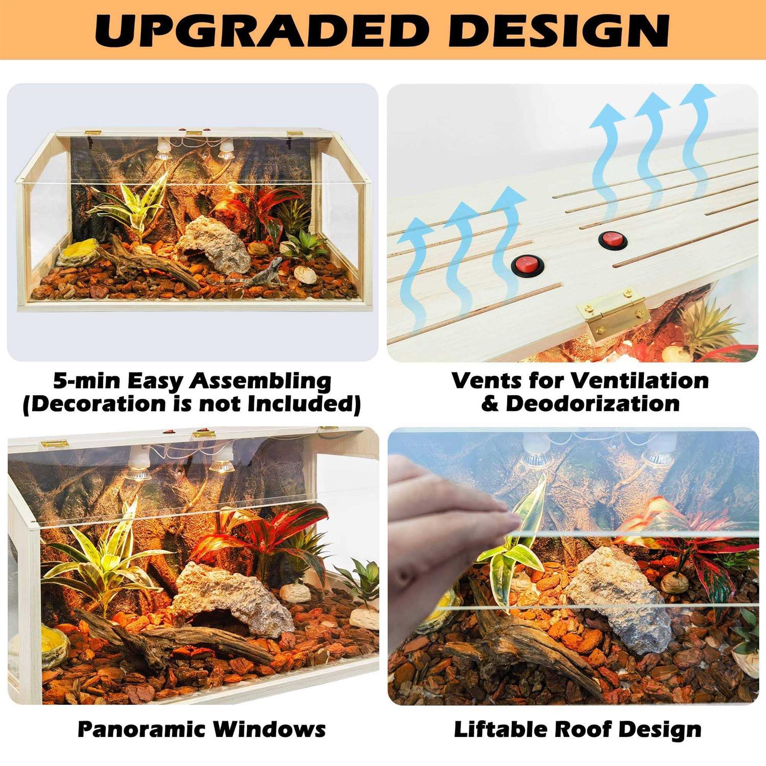 Alternative view of Prolee 21 Gallon to 68 Gallon Reptile Terrarium Tank Tank Bearded Dragon Tank with Roof Door