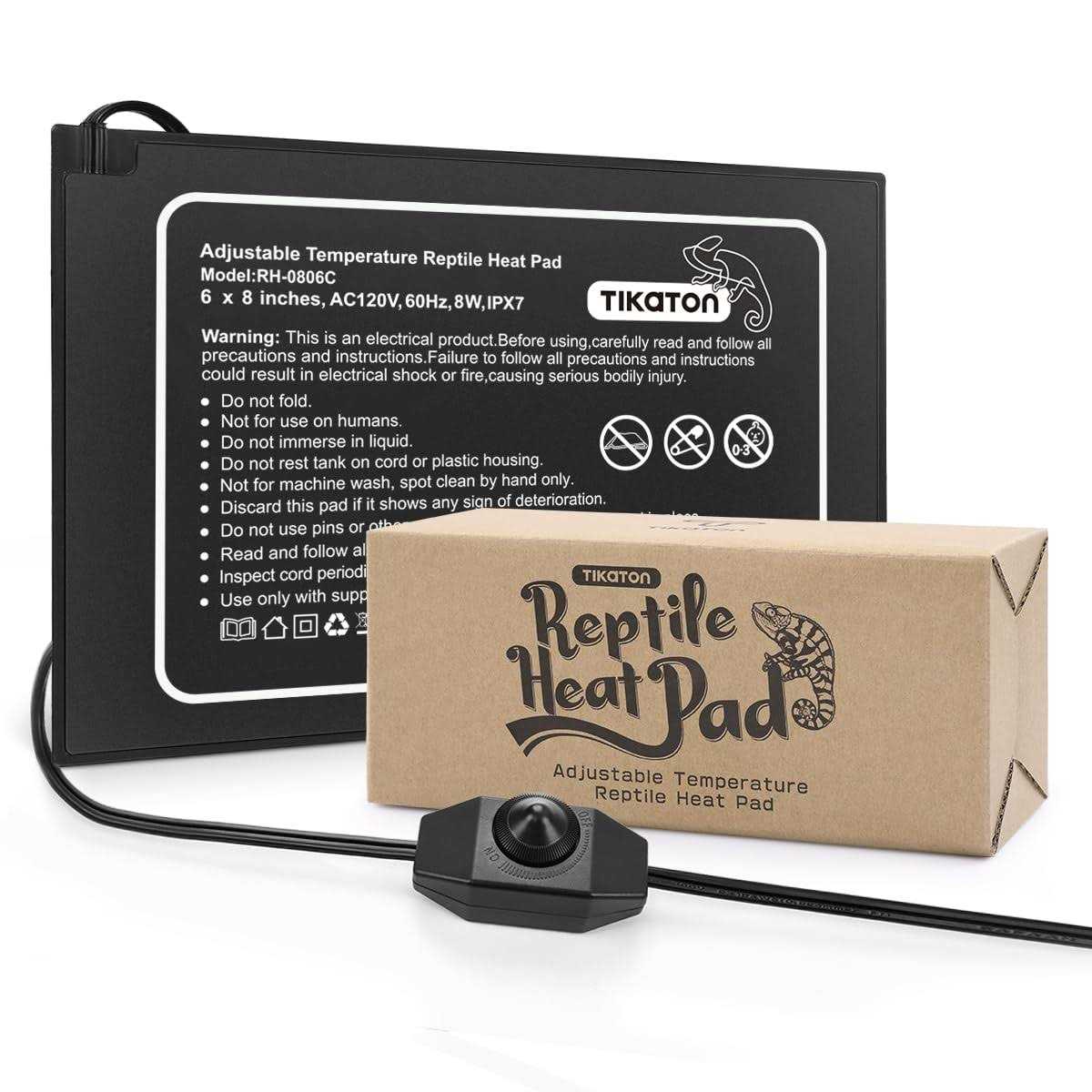 Tikaton Reptile Heat Pad Adjustable Temperature Under Tank Heater for 10-20gal/30-40gal Tank