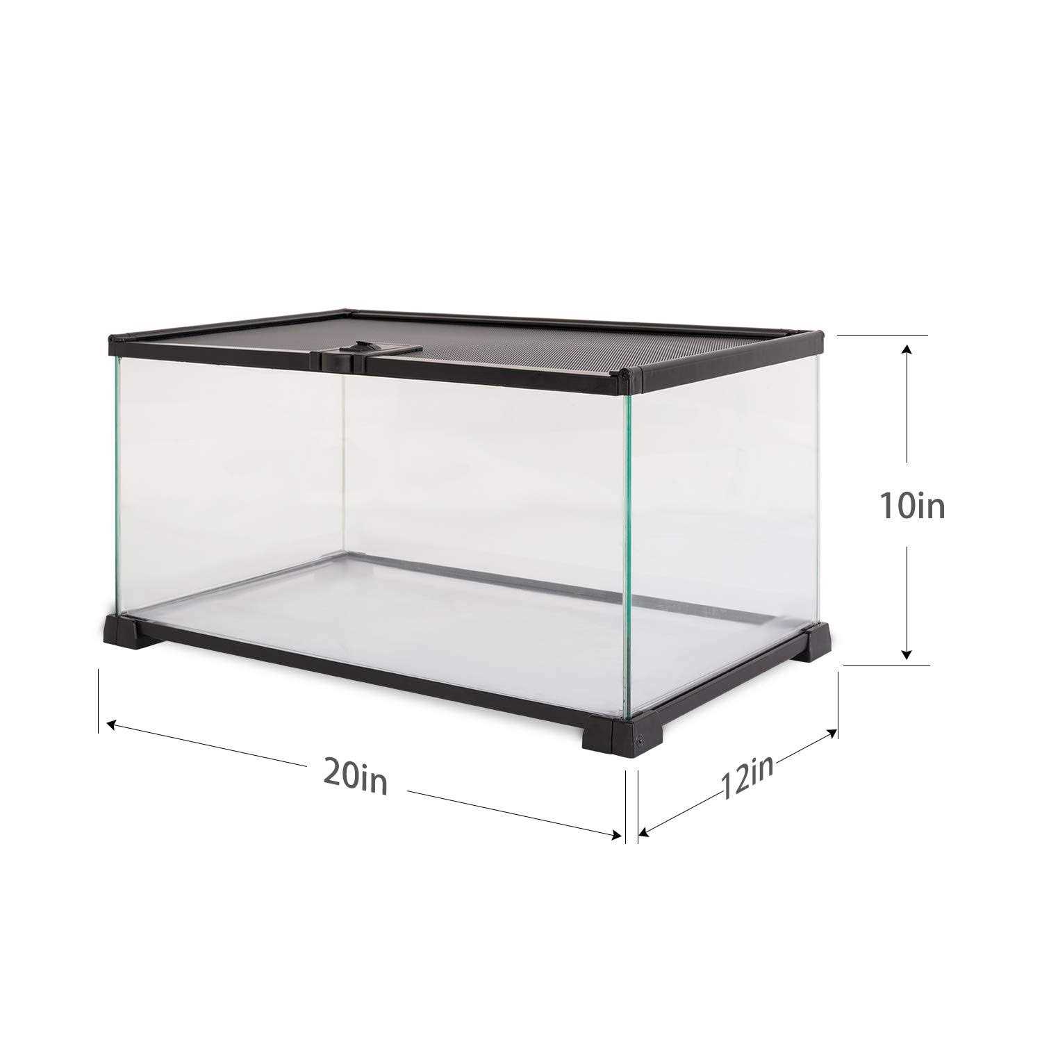 Alternative view of REPTI ZOO 10 Gallon Reptile Tank Glass Natural Cages Terrarium 20 x 12 x 10 Sliding Screen Top for Reptile Hamster Hedgehog Small Animals