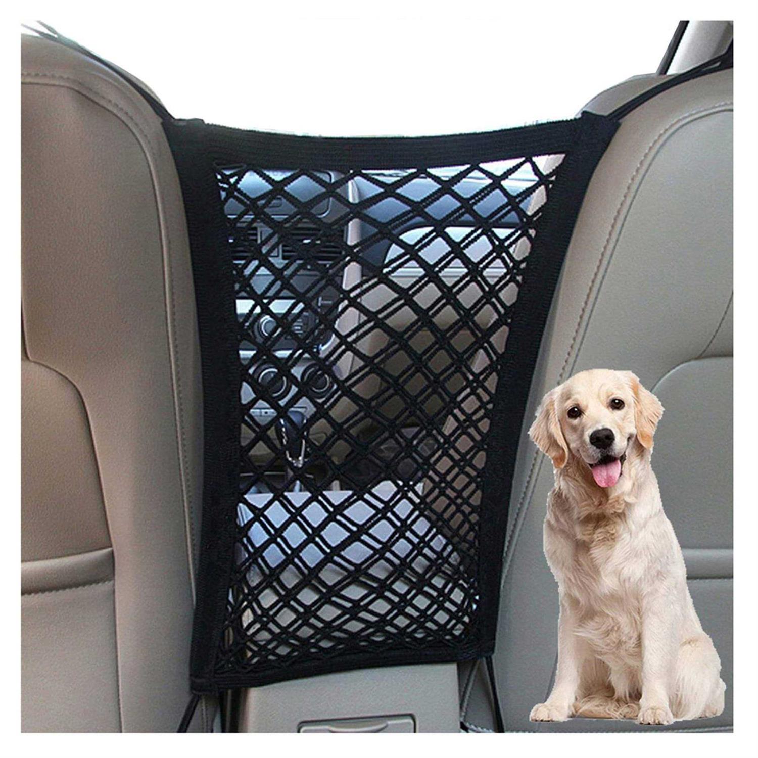DYKESON Dog Car Net Barrier Pet Barrier with Auto Safety Mesh Organizer Baby Stretchable Storage Bag Universal for Cars