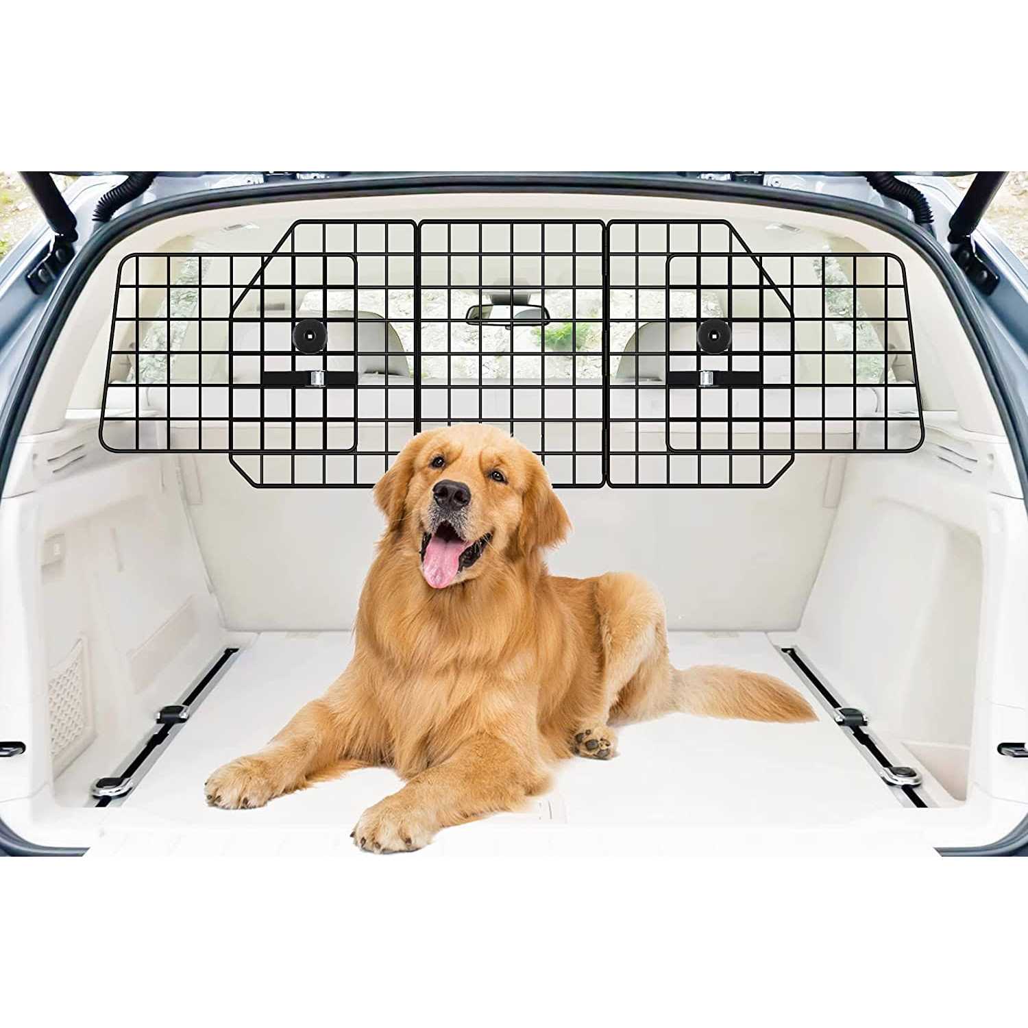 FEED GARDEN Adjustable Dog Car Barrier for SUVs,Cars,Vehicles Trucks Universal-Fit Pet Divider Gate Large Pet Barrier for Cargo Area 36.6 to 59