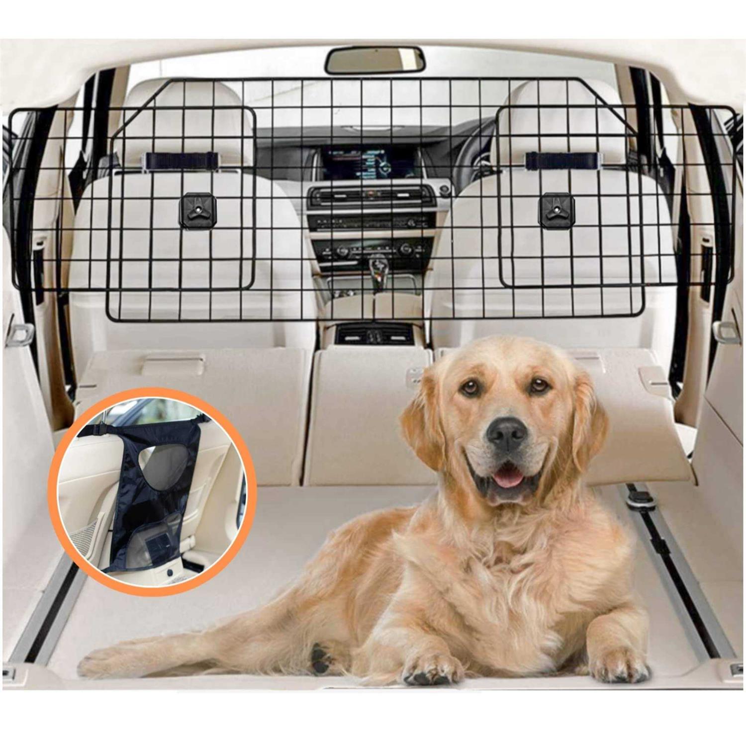 COLETA Dog Car Barrier for SUVs & Vehicles Adjustable Large Pet Barrier with Bonus Guard Mesh for Full Coverage. Heavy-Duty