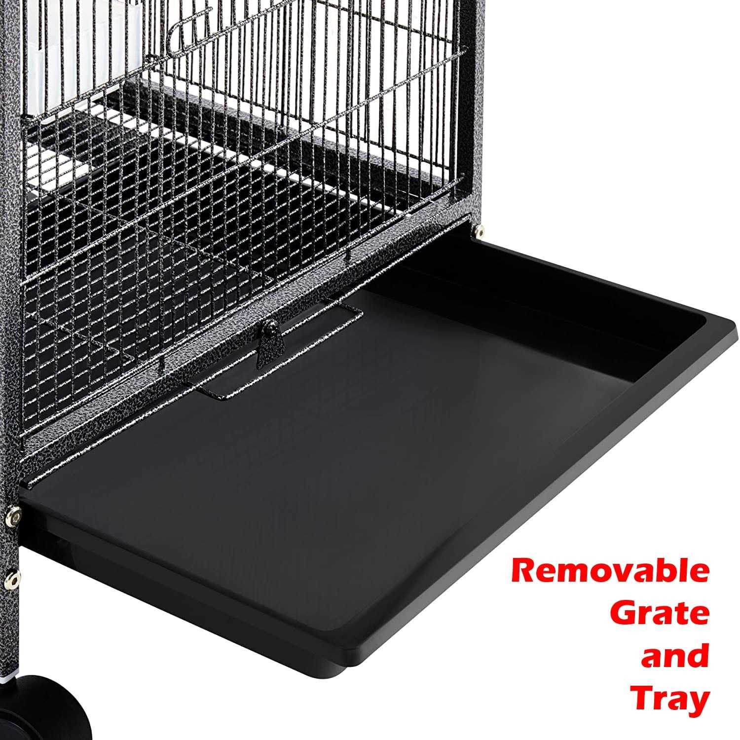 Alternative view of 36-Inch Elegant Sturdy Wrought Iron Open Play Top Bird Flight Cage with Rolling Stand for Small-Sized Parrot Parakeets Cockatiels Budgies Parrotlets