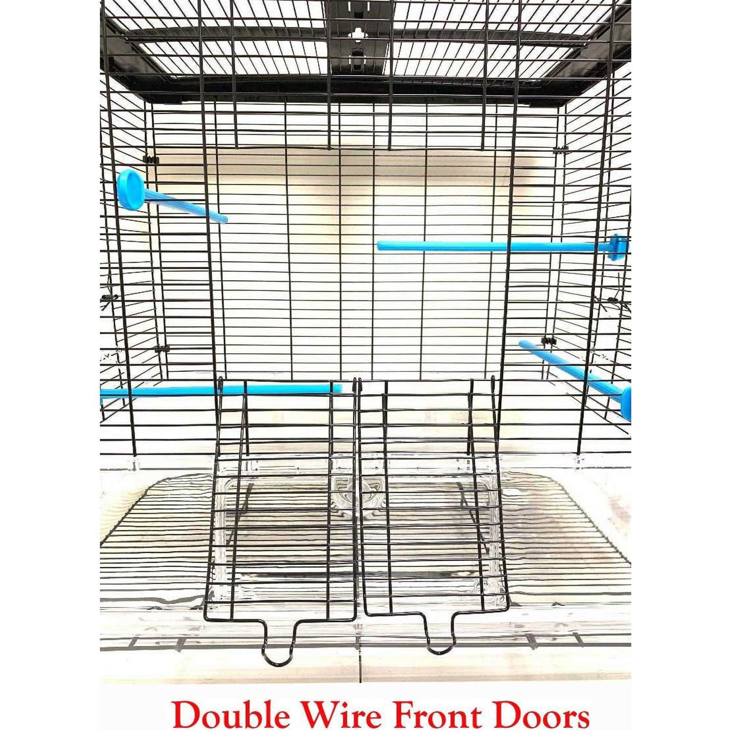 Alternative view of Mcage Large Flight Bird Cage for Cockatiel Canary Finch Budgies Aviary Parakeet with Easy Clean No Mess Detachable Clear Transparent Base