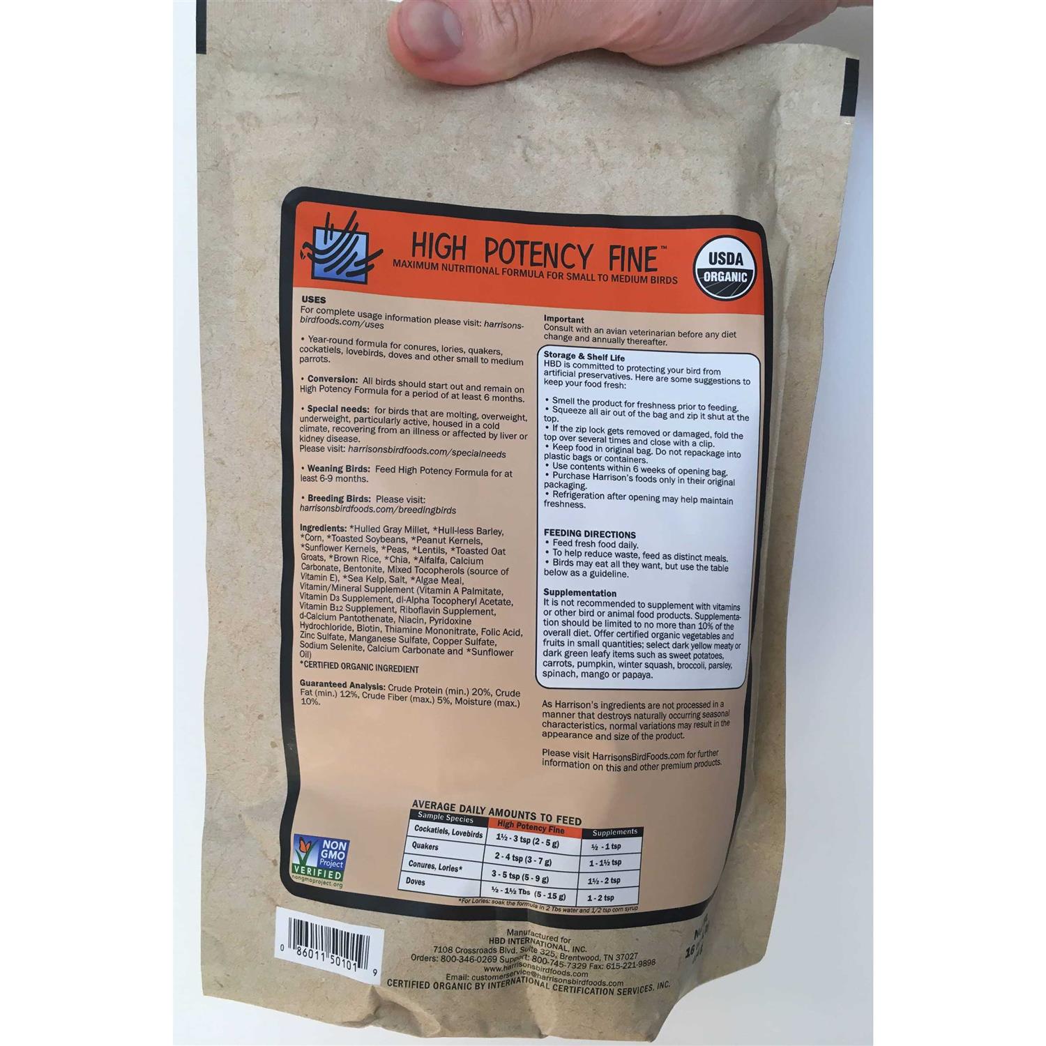Alternative view of Harrison's Bird Foods High Potency Fine