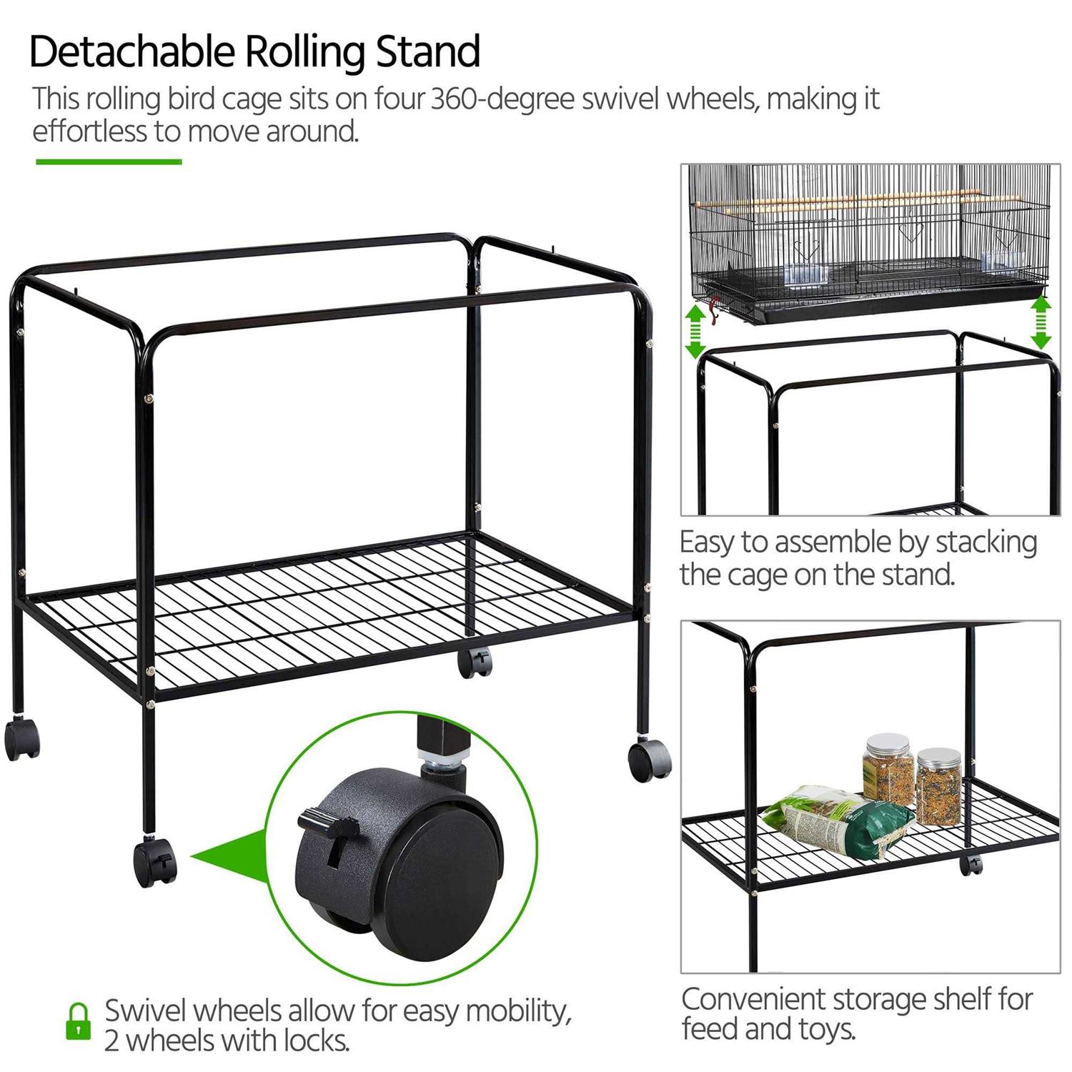Alternative view of Topeakmart 47 Flight Cage with Slide-Out Tray and Rolling Detachable Stand for Birds