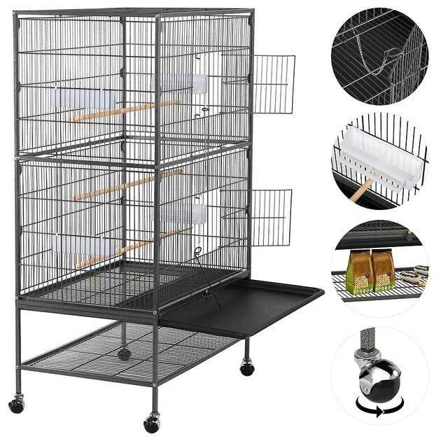 Alternative view of Yaheetech Large Bird Rolling Cage & Storage Shelf