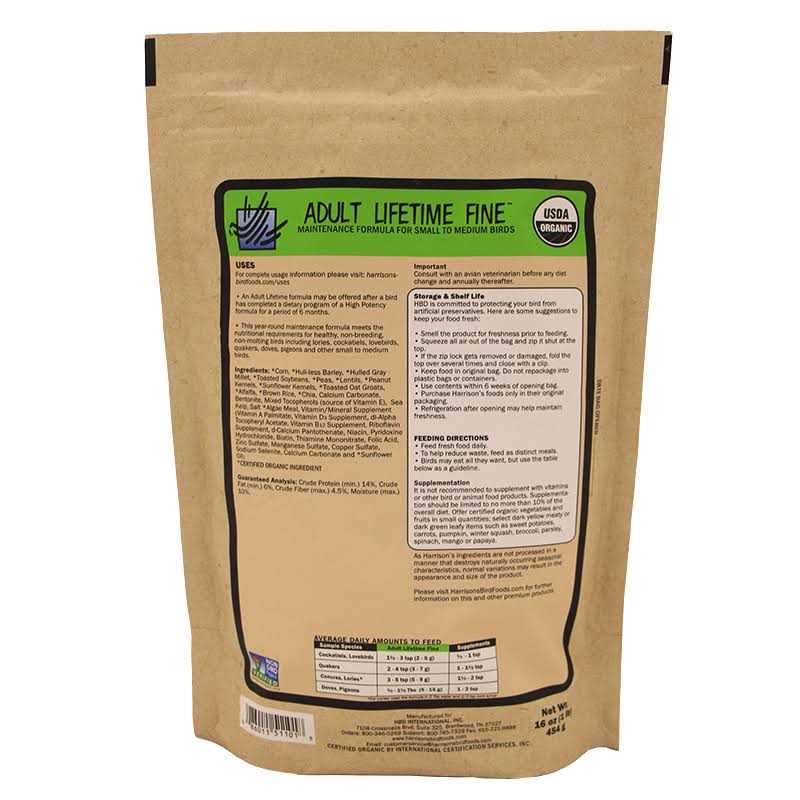 Alternative view of Harrison's Bird Foods Adult Lifetime Fine