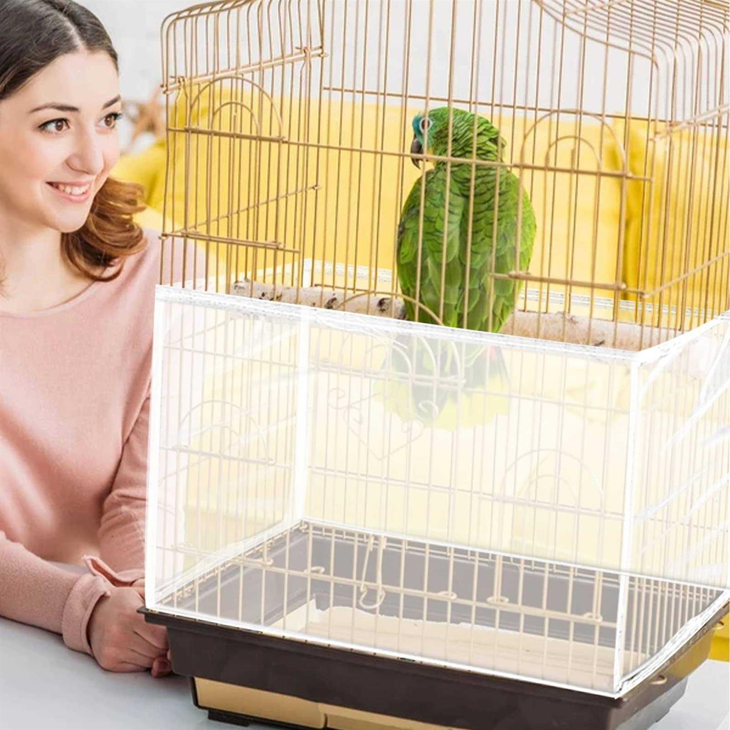 Alternative view of Daoeny Bird Cage Seed Catcher Large Bird Cage Cover Adjustable Soft Airy Nylon Mesh Net