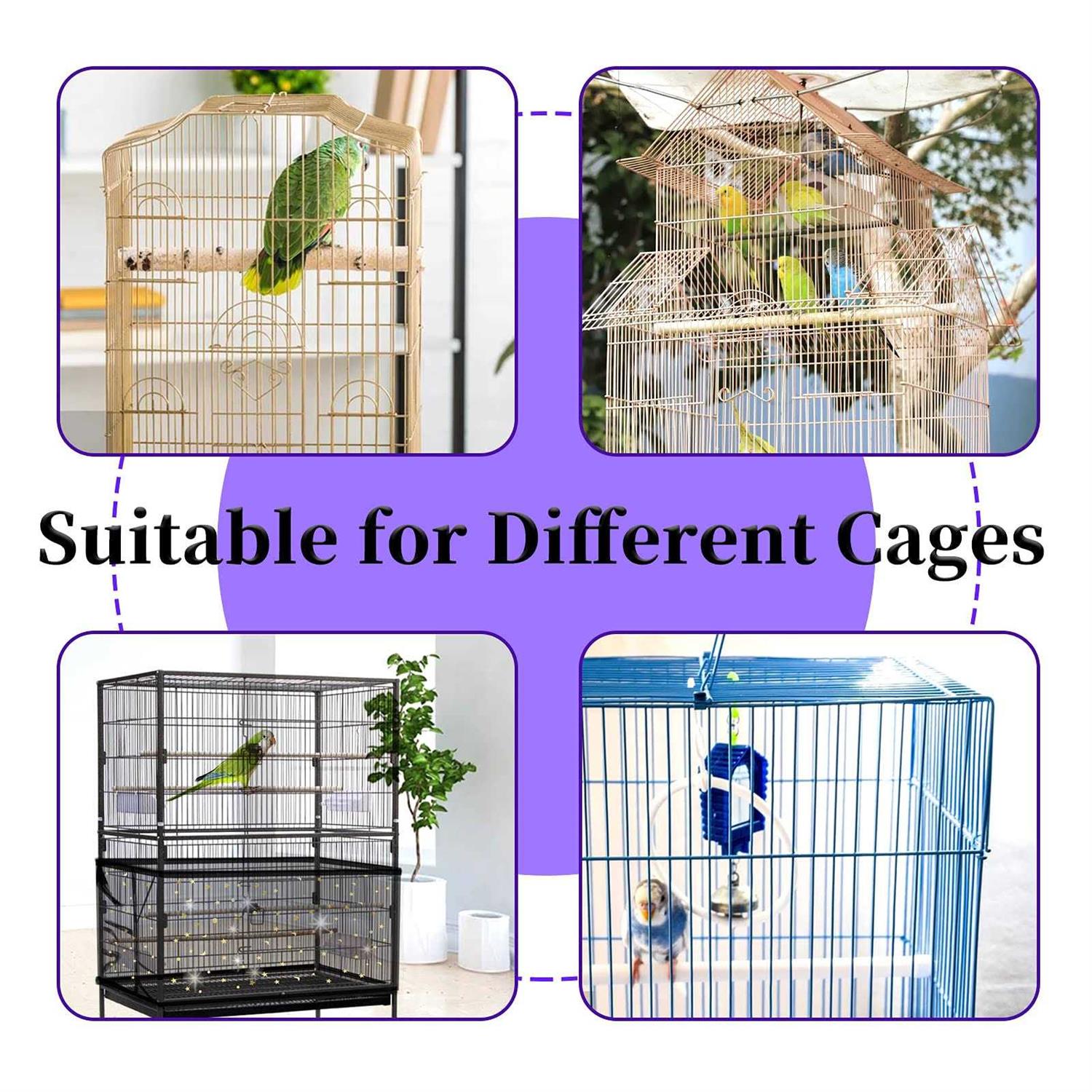 Alternative view of Daoeny Bird Cage Seed Catcher Large Bird Cage Cover Adjustable Soft Airy Nylon Mesh Net