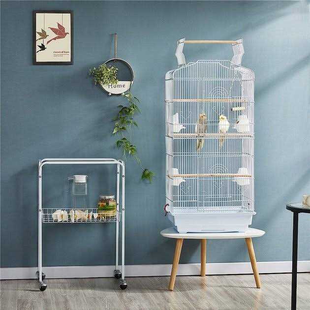 Alternative view of Yaheetech Open Top Metal Bird Cage Large Rolling Parrot Cage with Stand