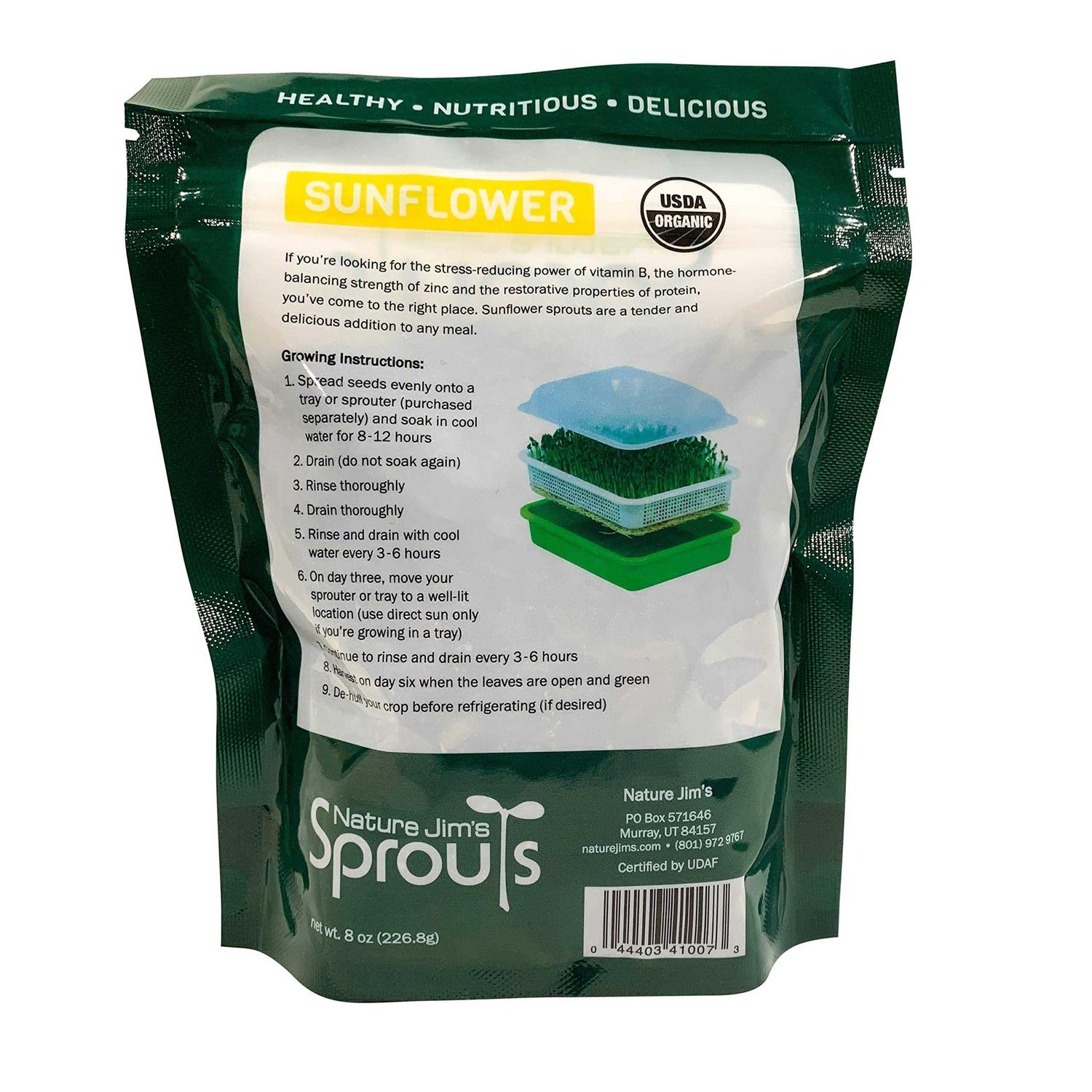 Alternative view of Nature Jims Sprouts Sunflower Seeds Certified Organic Black Oil Sunflower Sprouts for Soups
