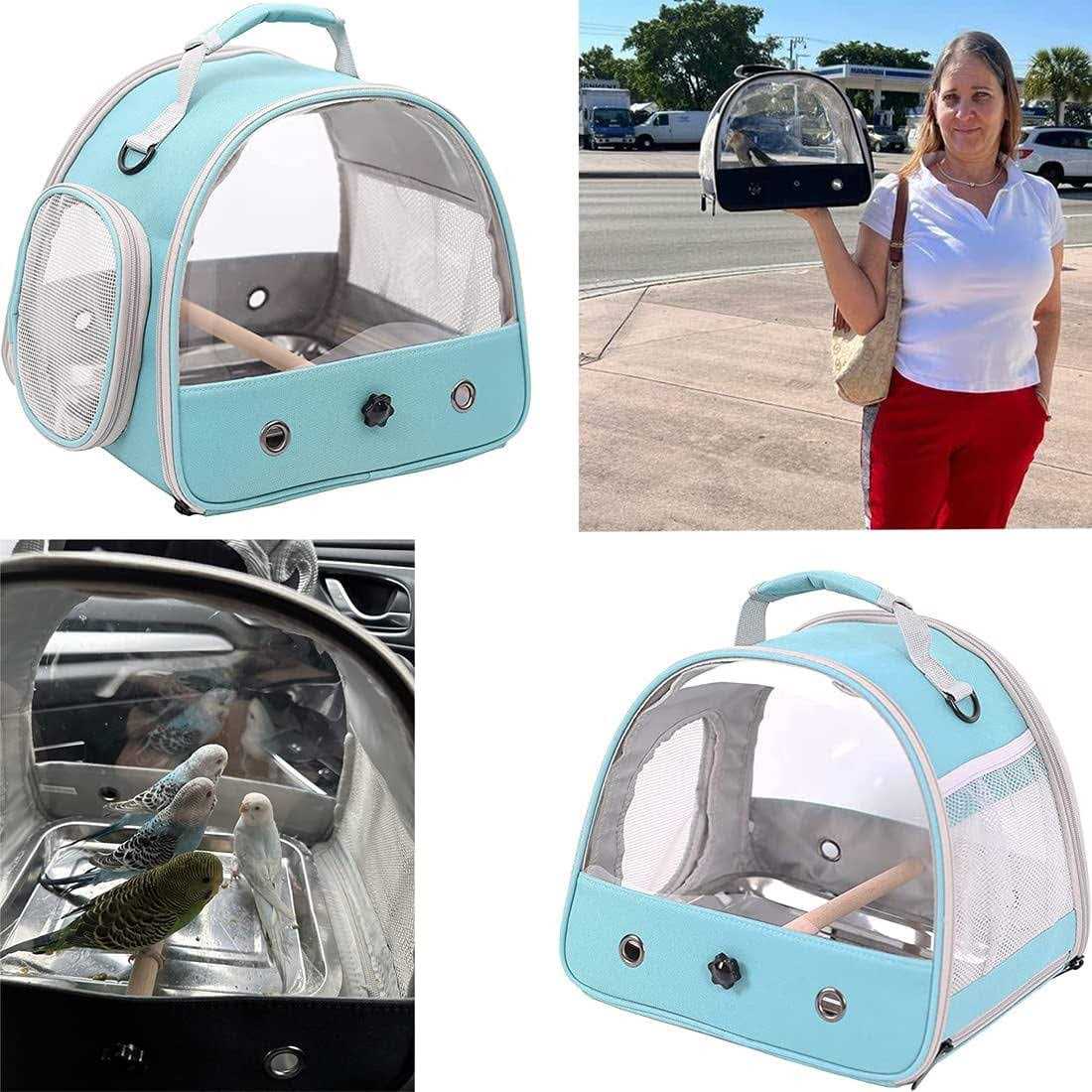 Alternative view of Halinfer Small Bird Cage, Portable Small Bird Parrot Parakeet Carrier with Standing Perch and Stainless Steel Tray
