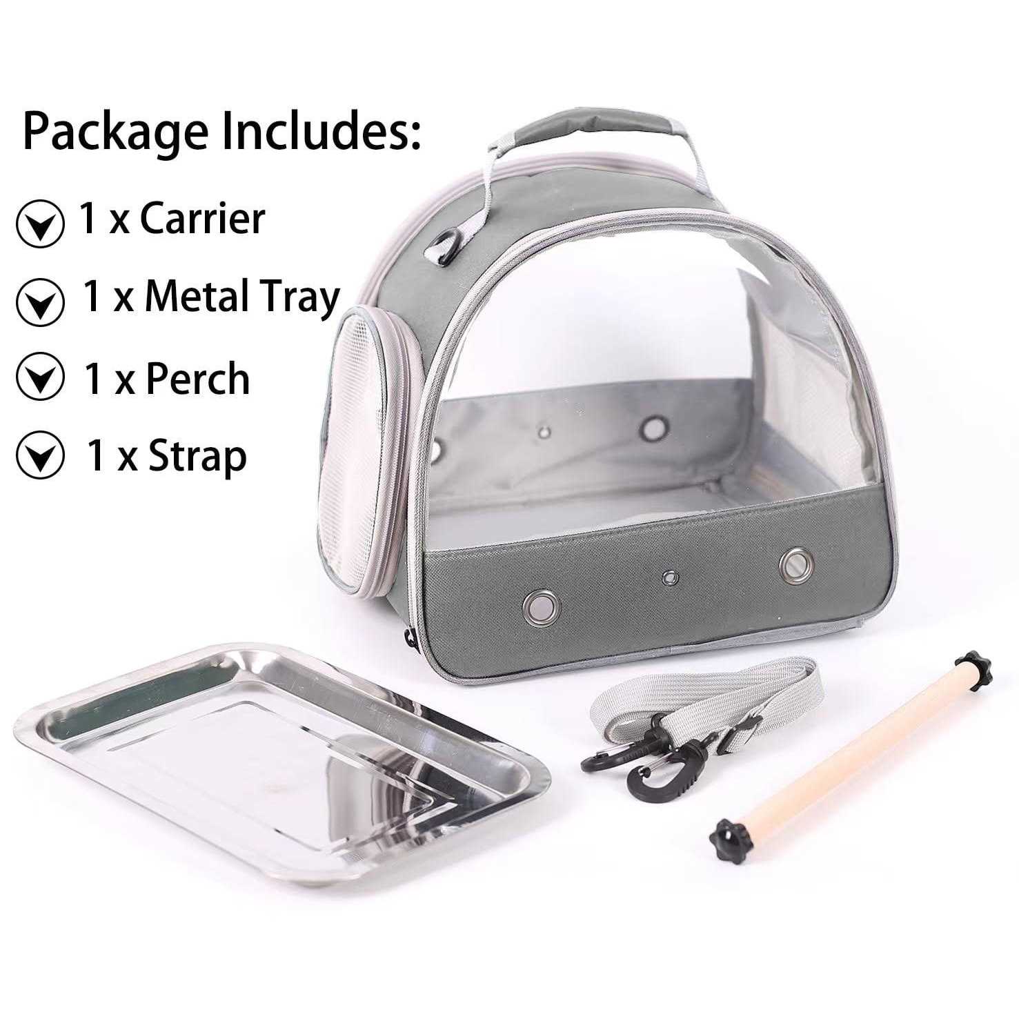 Alternative view of Halinfer Small Bird Cage, Portable Small Bird Parrot Parakeet Carrier with Standing Perch and Stainless Steel Tray