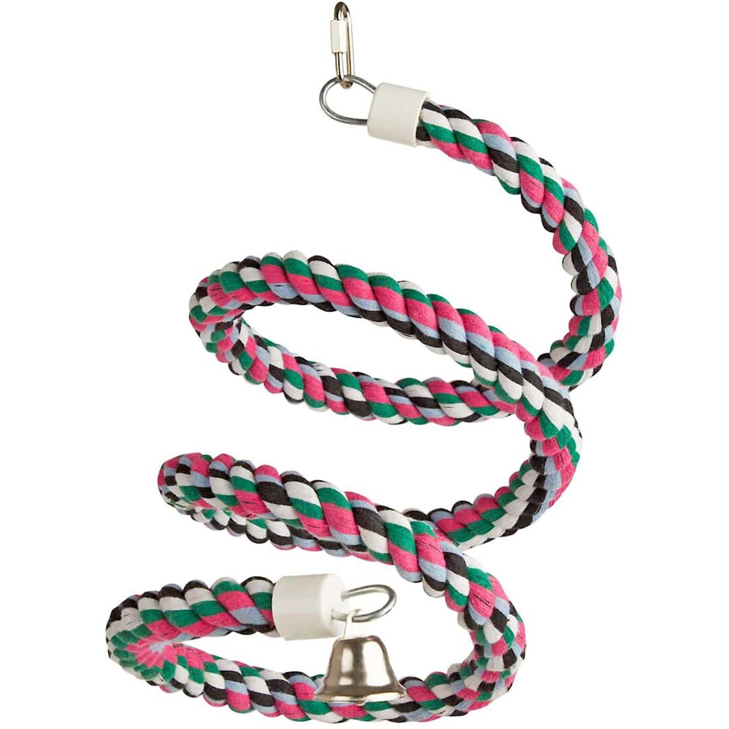 Alternative view of A & E Rainbow Cotton Rope Boing with Bell Bird Toy