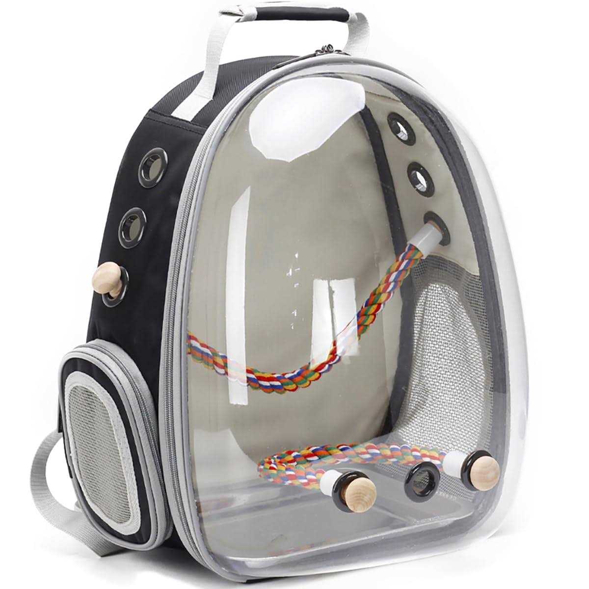 halinfer Bird Carrier Backpack, Bird Travel Backpack with Stainless Steel Tray and Standing Perch