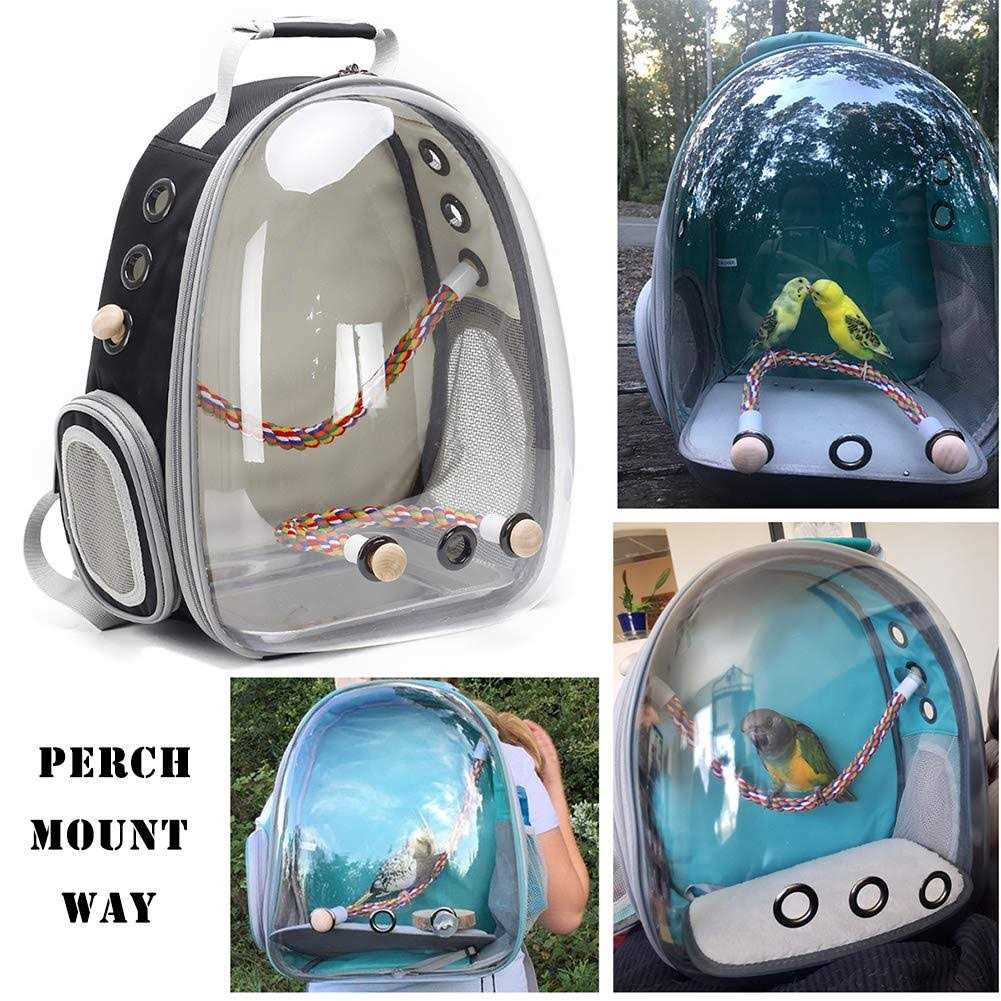 Alternative view of halinfer Bird Carrier Backpack, Bird Travel Backpack with Stainless Steel Tray and Standing Perch