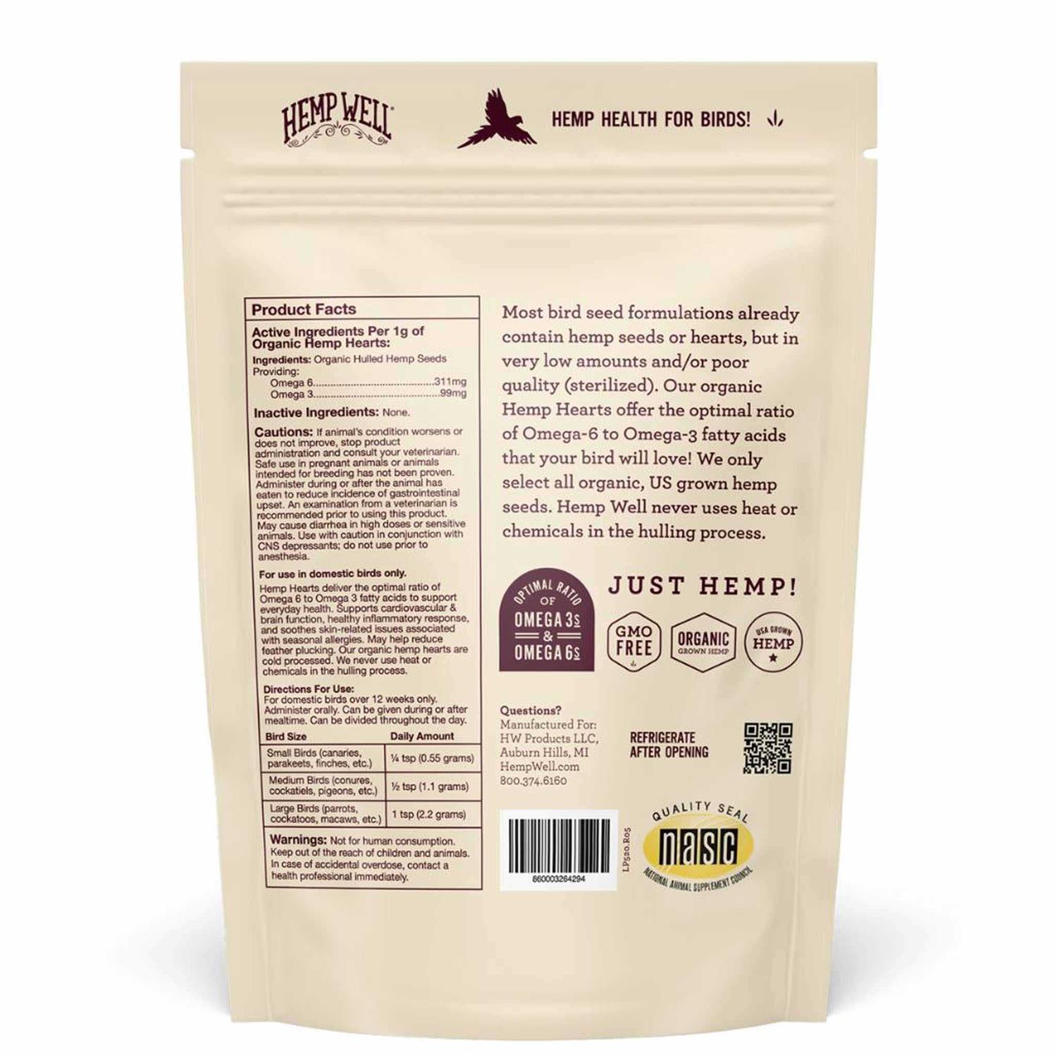 Alternative view of Hemp Well Bird Hemp Hearts Bird Supplement