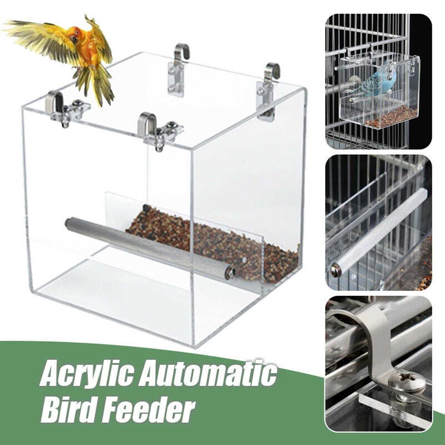 Alternative view of GURECOD Automatic Bird Feeder No Mess Bird Cage Pet Feeder Seed Food Container for Parakeet Canary Cockatiel Parrot Finch Canary Acrylic