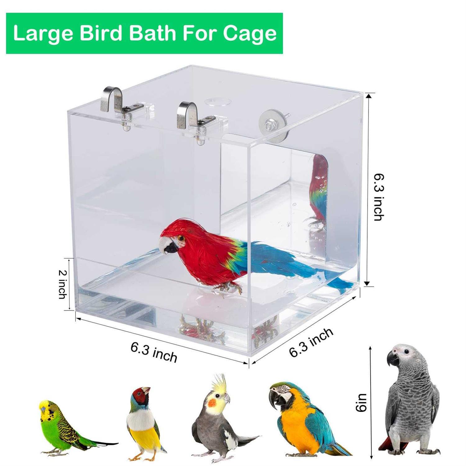 Alternative view of capuca Large Bird Bath Cage Hanging 6.3 Inch Bird Bathtub Shower Box Bowl Cage Accessories for Big Bird Parakeets Parrot Budgie Conure African