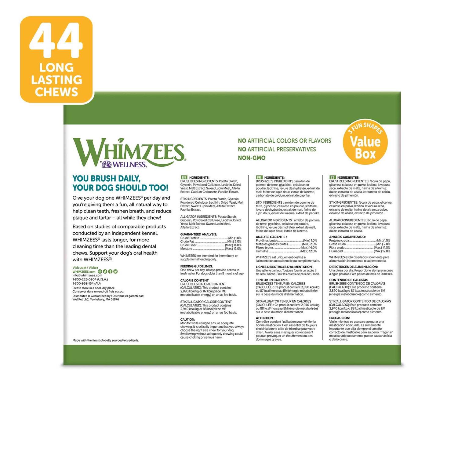 Alternative view of Whimzees Natural Dental Value Box Dog Treats