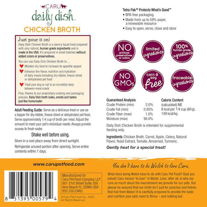 Alternative view of Caru Daily Dish Chicken Broth Meal Topper for Dogs and Cats
