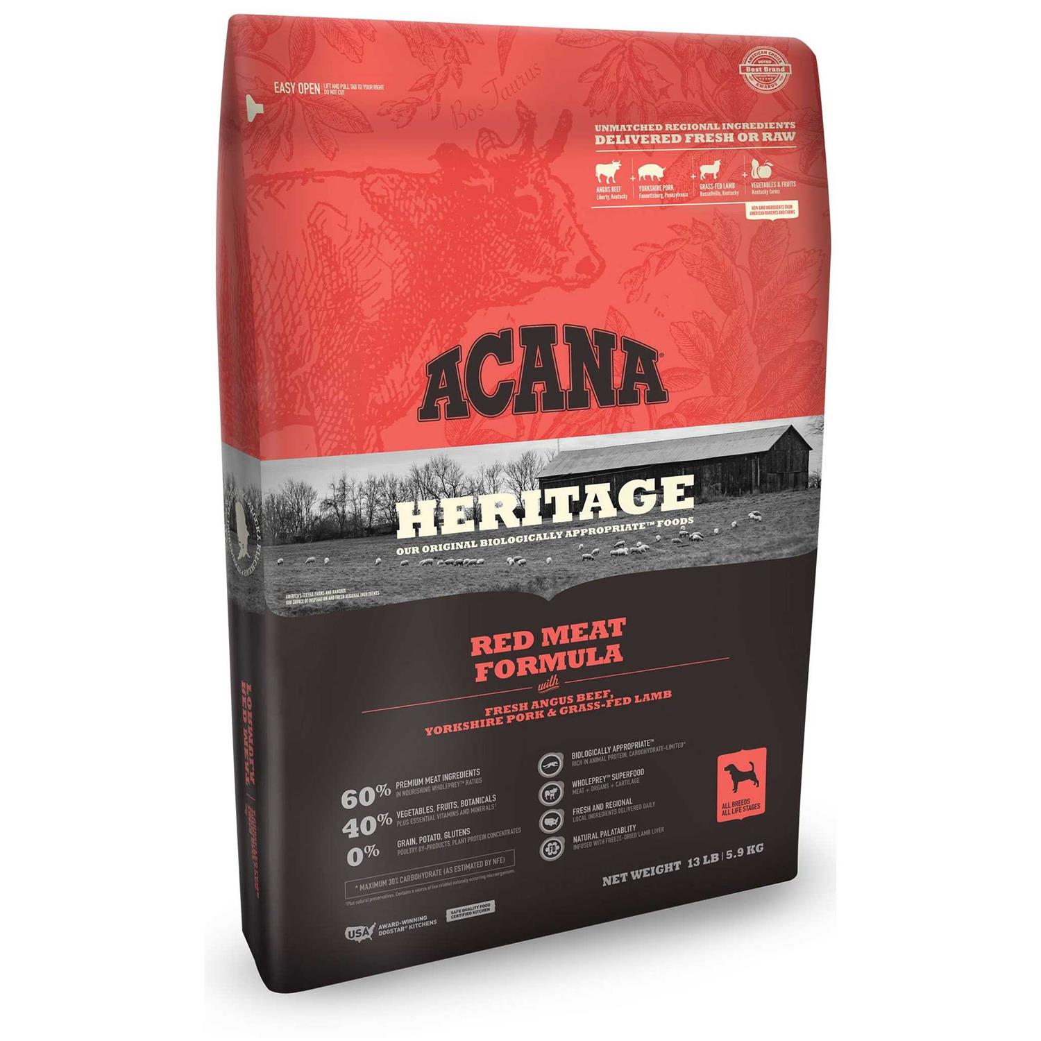 Acana Heritage Red Meat Dry Dog Food 25lb