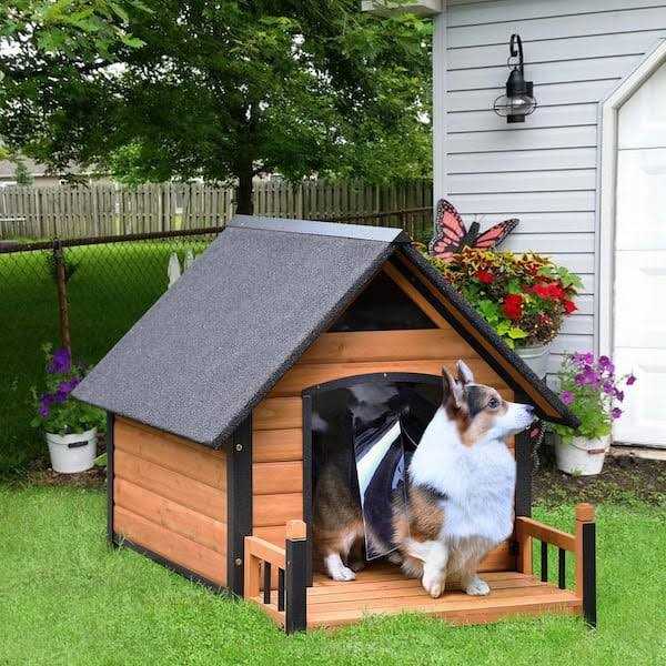 Alternative view of Aivituvin Outdoor Dog House with Porch Strong Iron Frame