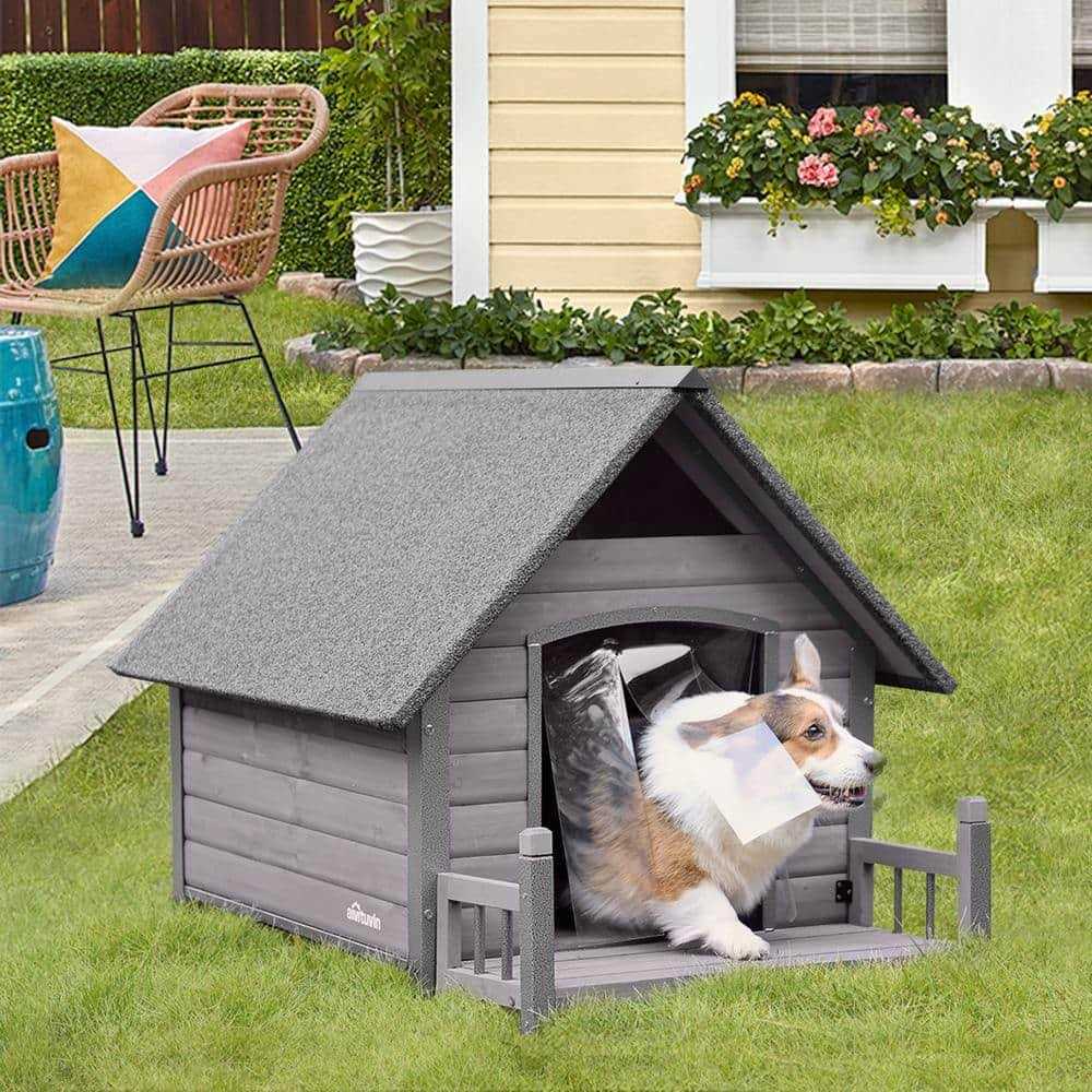 Alternative view of Aivituvin Outdoor Dog House with Porch Strong Iron Frame