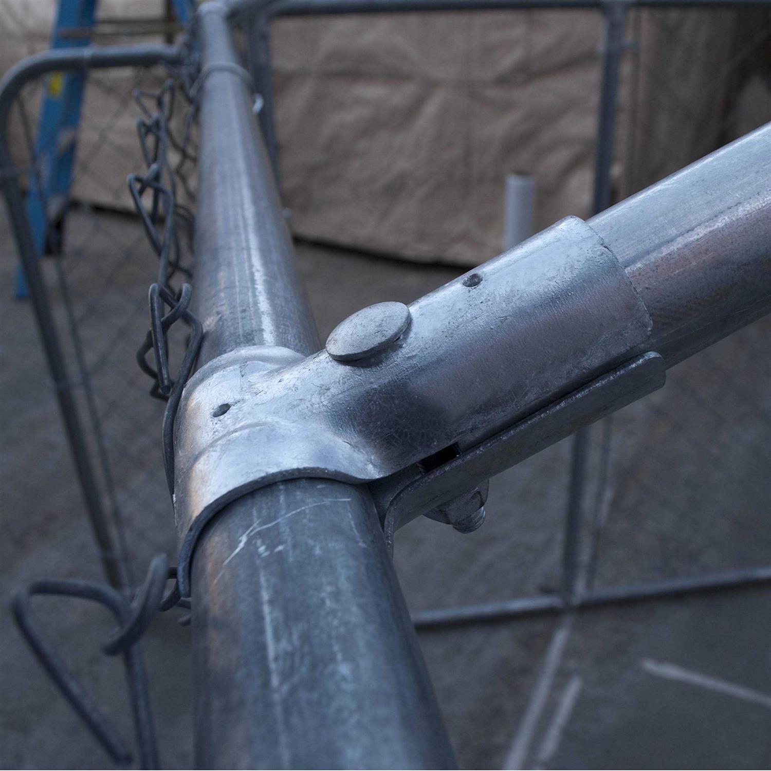 Alternative view of Aleko 7.5 x 7.5 ft. Full Steel Chain Link Dividable Dog Kennel Roof Frame Galvanized Finish