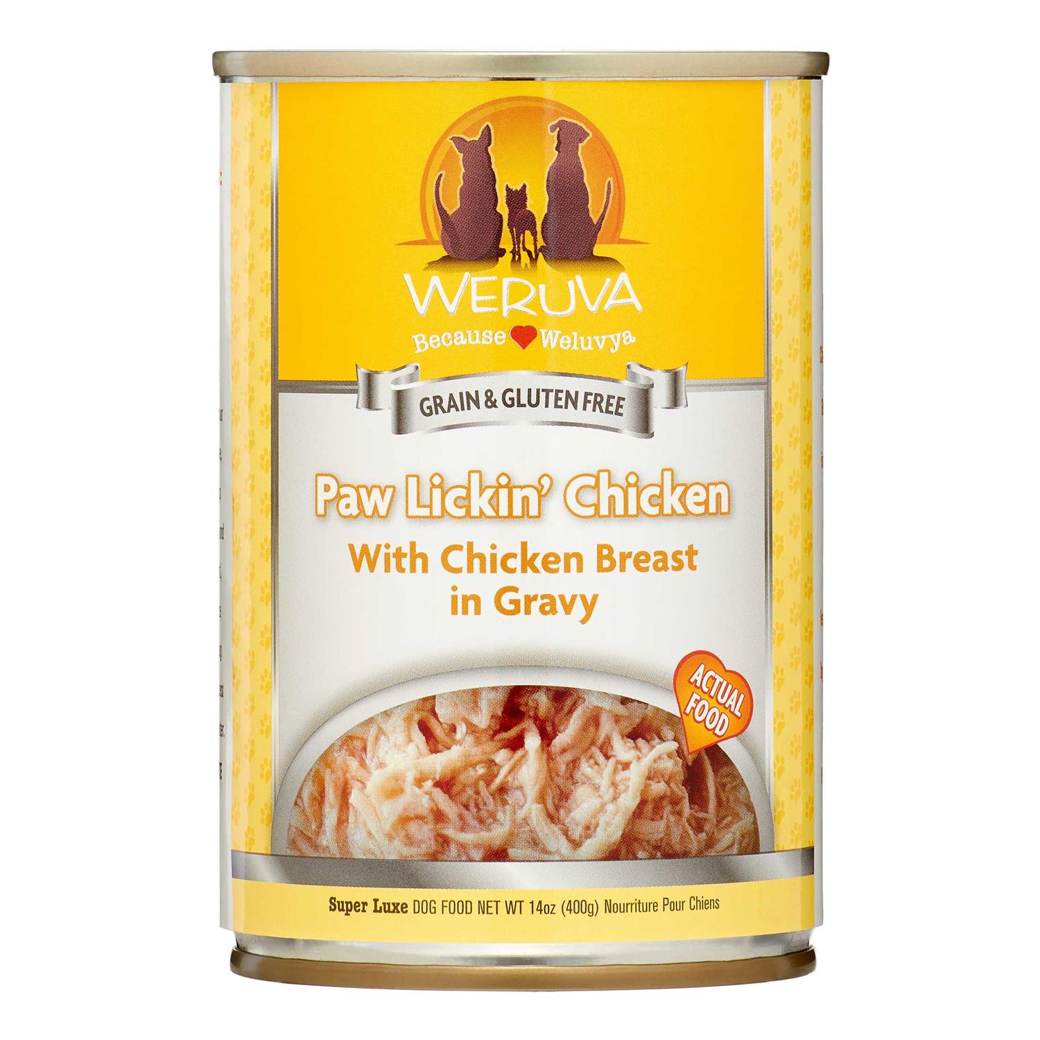 Weruva Paw Lickin' Chicken in Gravy Canned Dog Food, 14-oz can, 12 ct