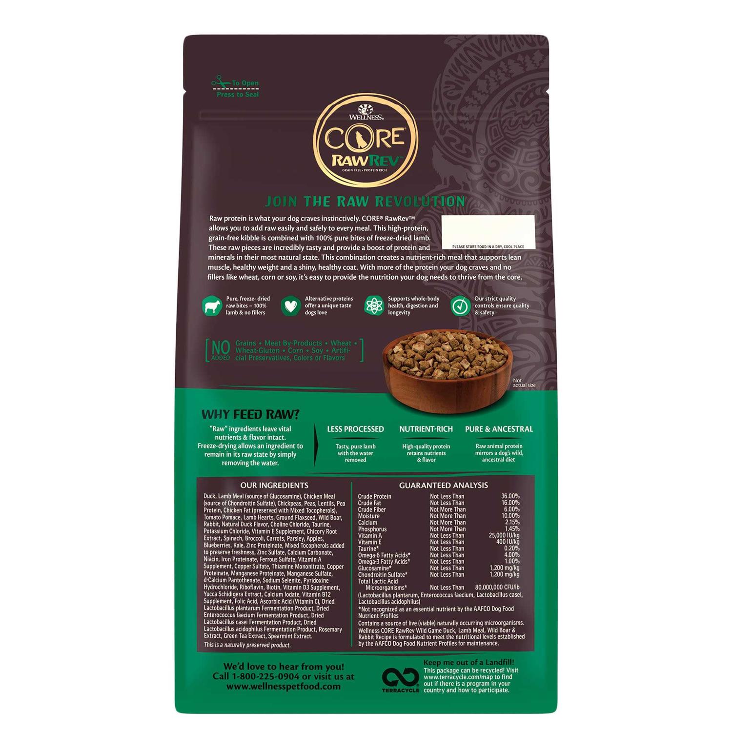 Alternative view of Wellness Core RawRev Natural Grain Free Wild Game Freeze Dried Dry Dog Food