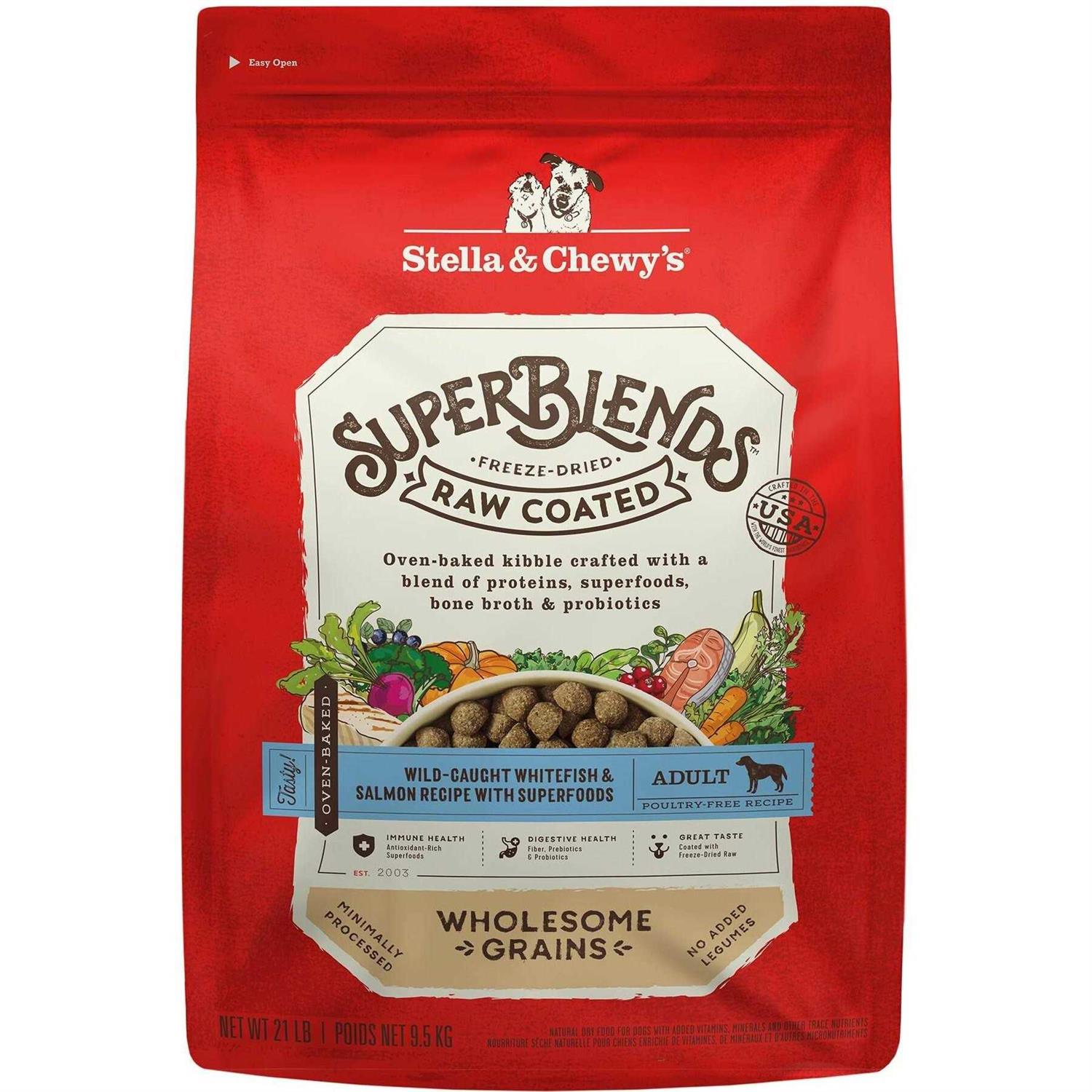 Stella & Chewy's SuperBlends Raw Wholesome Grains Wild Caught Whitefish & Salmon Recipe with Superfoods
