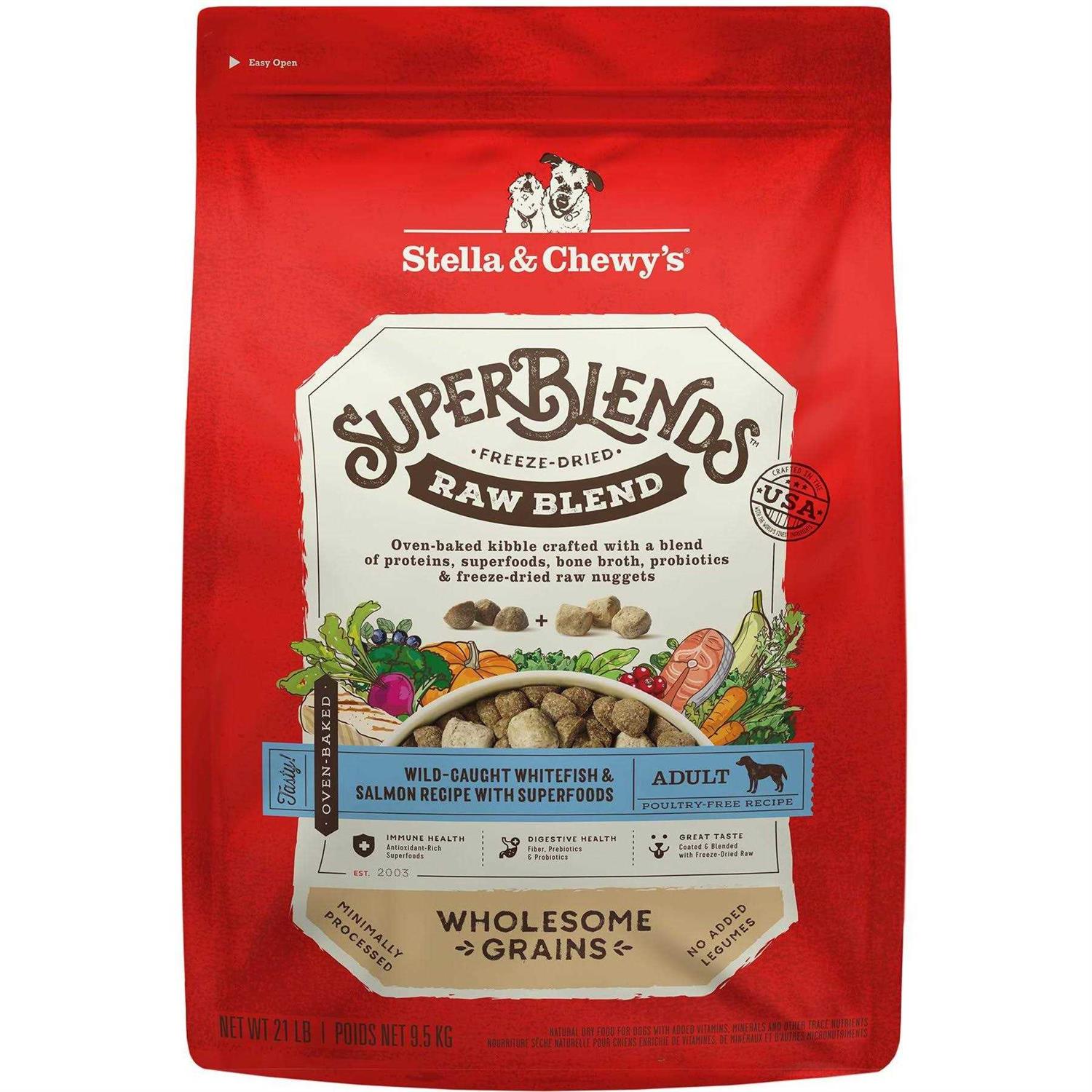 Stella & Chewy's SuperBlends Raw Wholesome Grains Wild Caught Whitefish & Salmon Recipe with Superfoods